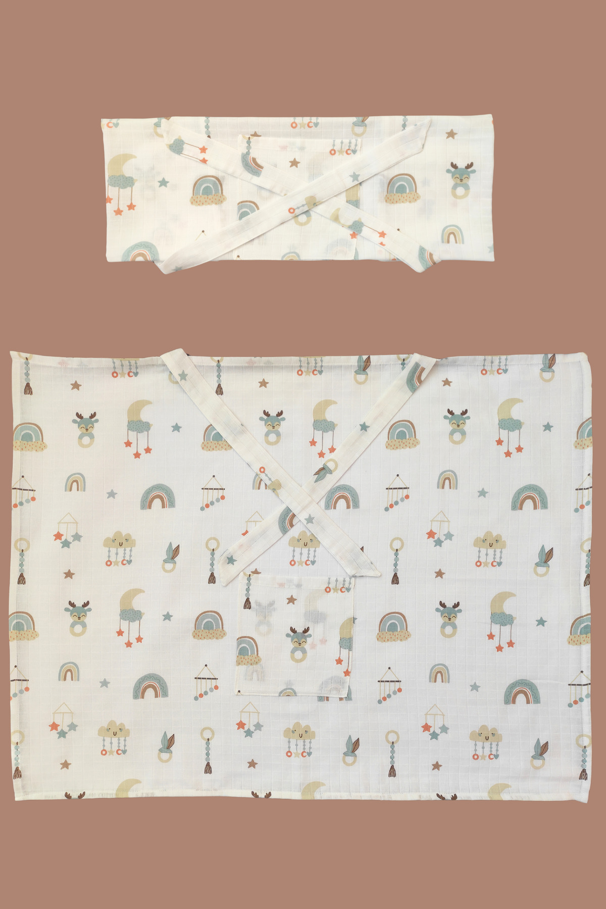 nelcollection Müslin Emzirme Önlüğü, Cep Detaylı, %100 Pamuk, 80x100 Cm fotoğrafı 2 (önizleme)