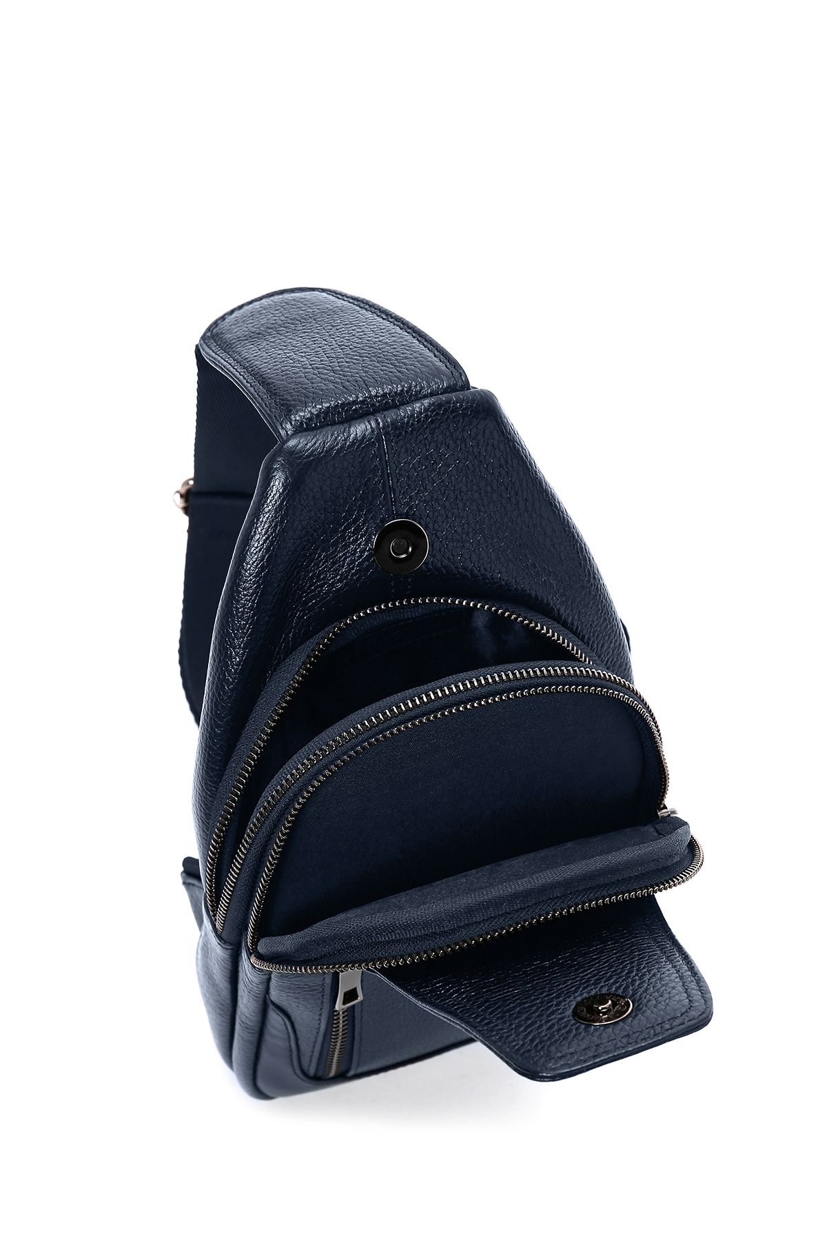 Derimod-Navy Blue Men's Leather Crossbody Bag - 23sbd3100ft 8