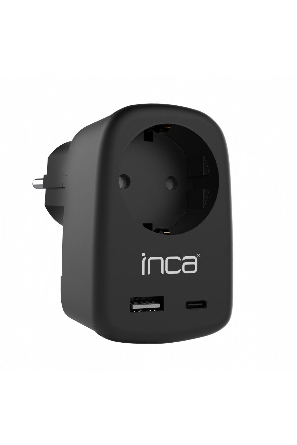 Inca IPW-42SY 1Port 12W USB+Type-C Akım Korumalı  Duvar Priz - Siyah