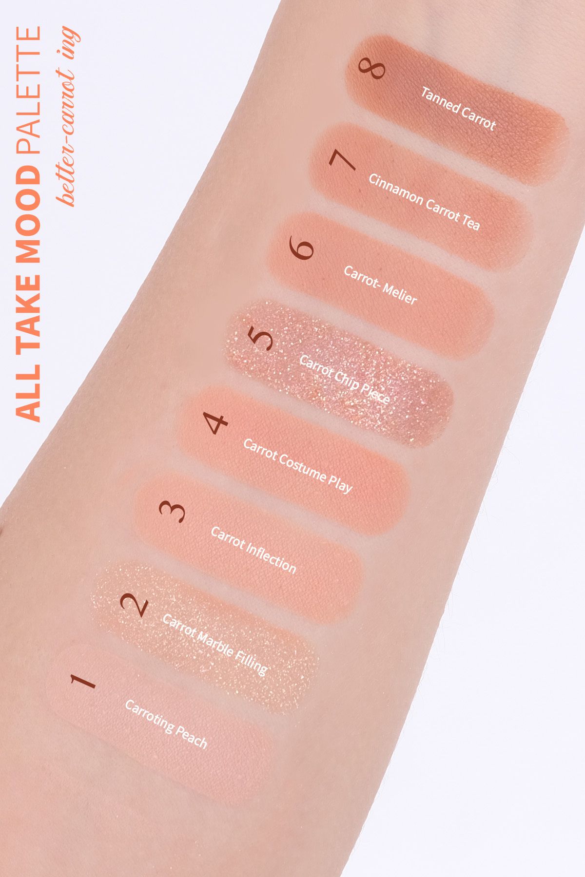 PERIPERA-Glittery and Pigmented Matte Eyeshadow Palette - Shimmer Peripera All Take Mood Palette (08 Better Carroting) 4