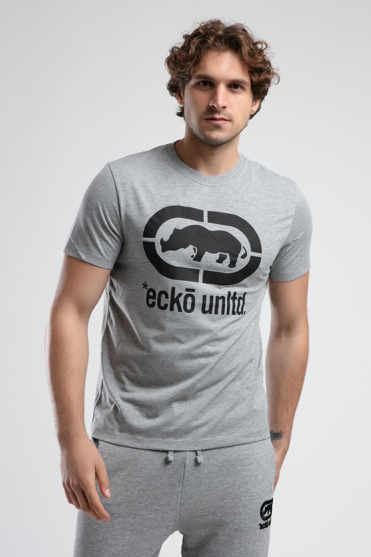 ECKO UNLTD-Pánské tričko Marc Grey Crew Neck Printed Standard Fit 4