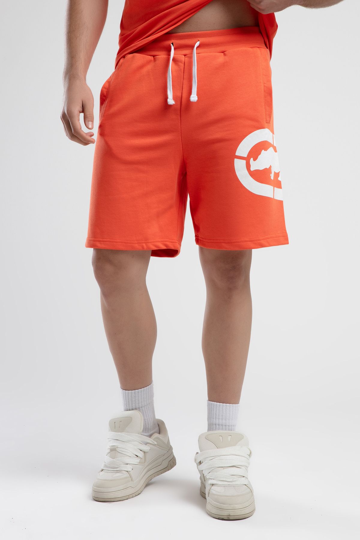 ECKO UNLTD-Trinity Orange Knitted Shorts Embroidered Standard Fit Men's Knitted Shorts 2