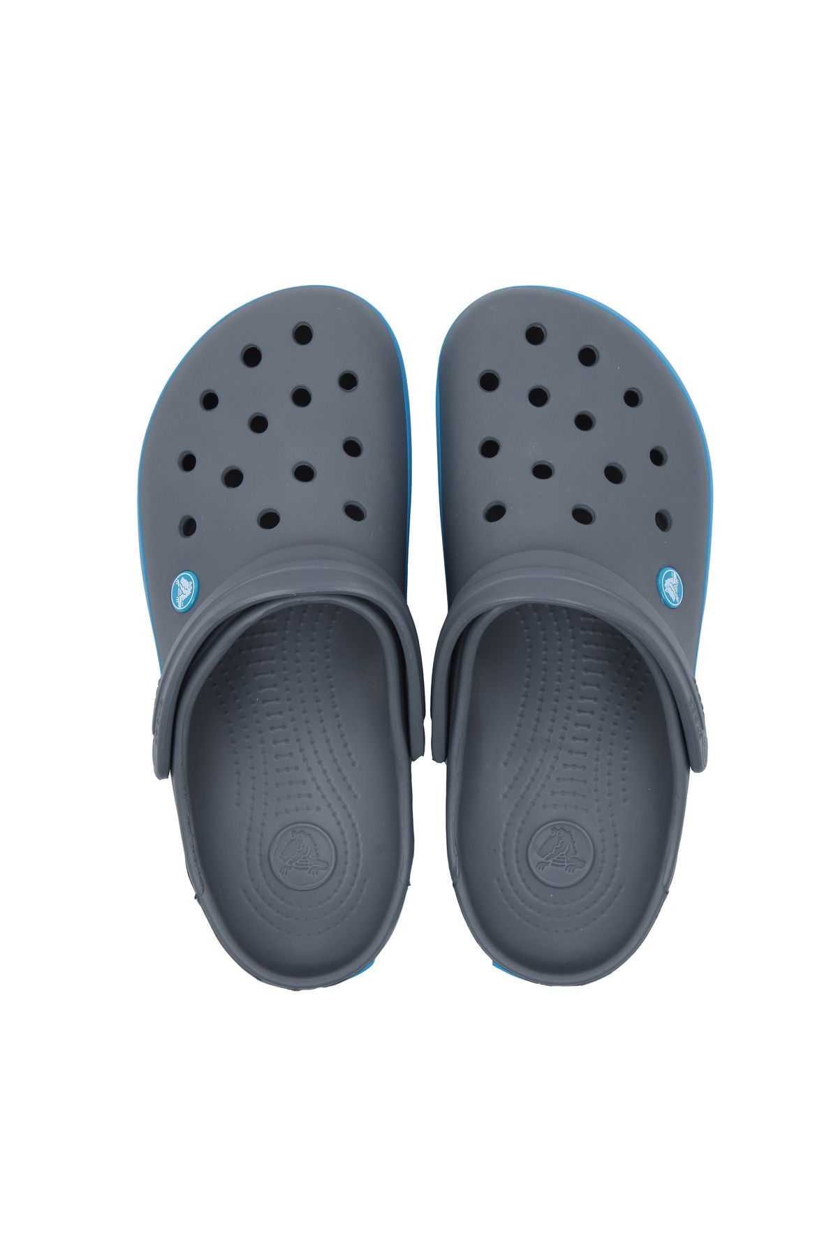 Crocs Koyu Gri Unisex Crocband Kenarı Mavi Beyaz Çizgili Terlik