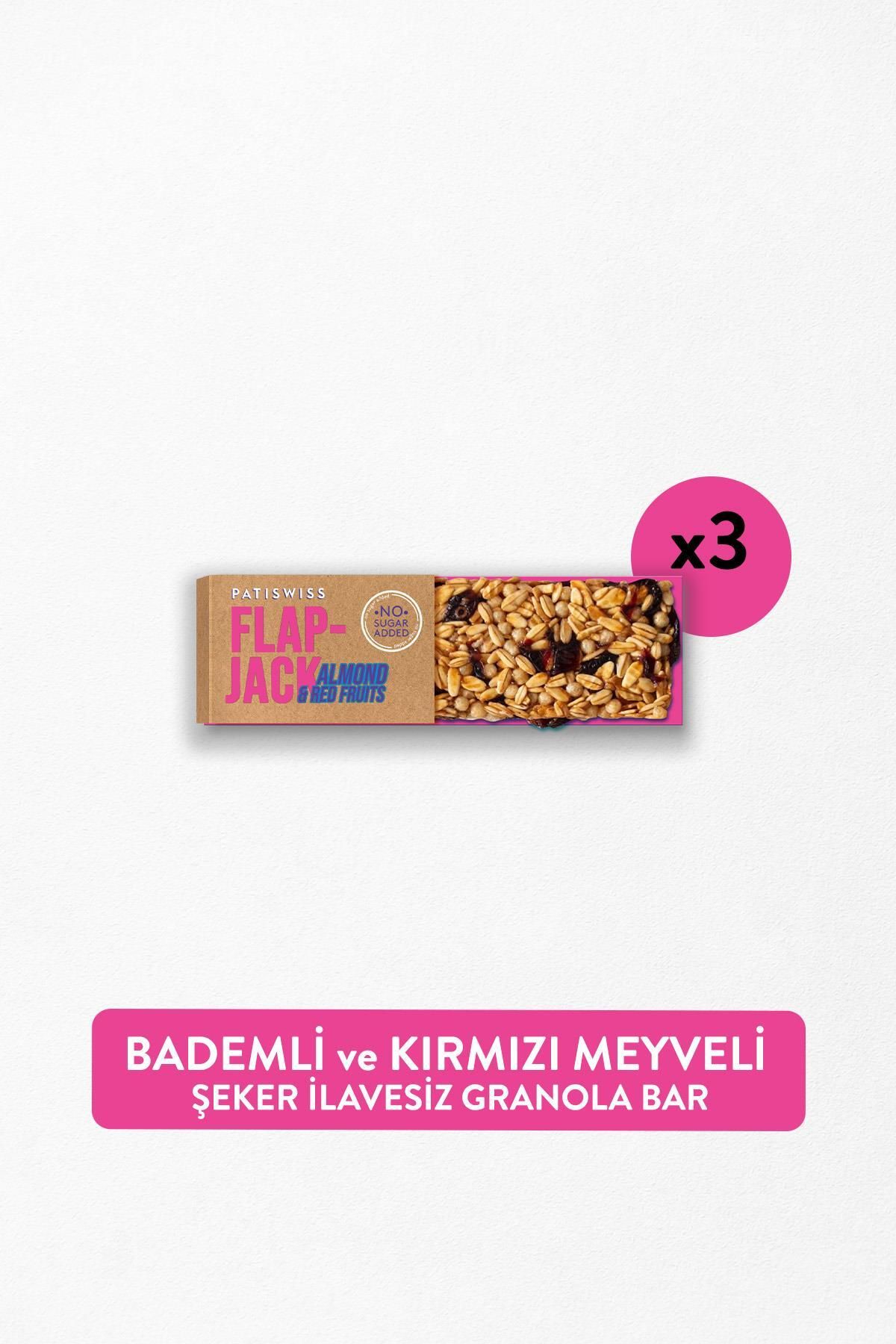 Patiswiss Şeker İlavesiz Bademli ve Kırmızı Meyveli Granola Bar 60g x 3 Adet