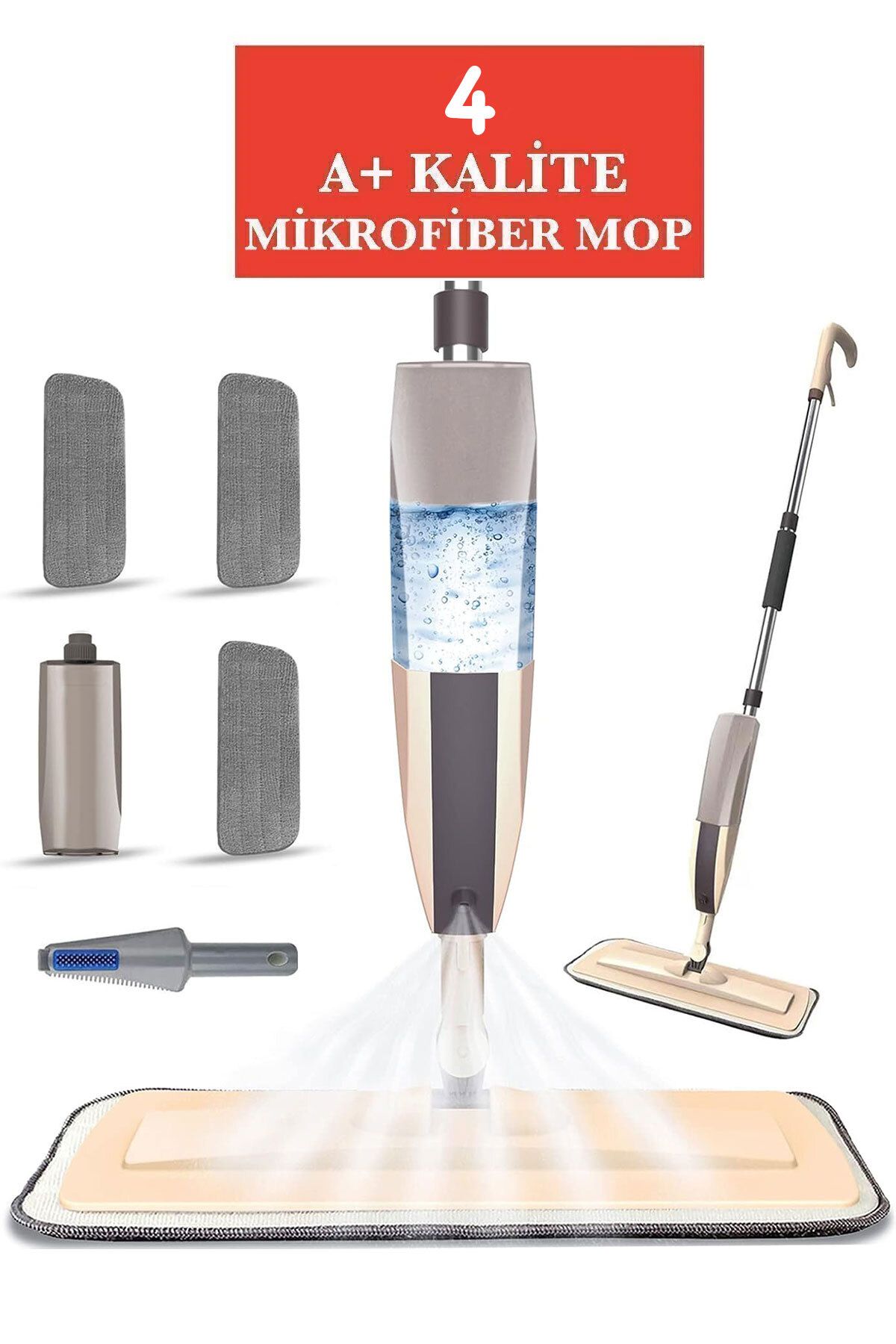 Egonex Sprey Mop Su Hazneli Pratik Temizlik Seti 4 Adet Mikrofiber Spray Mop