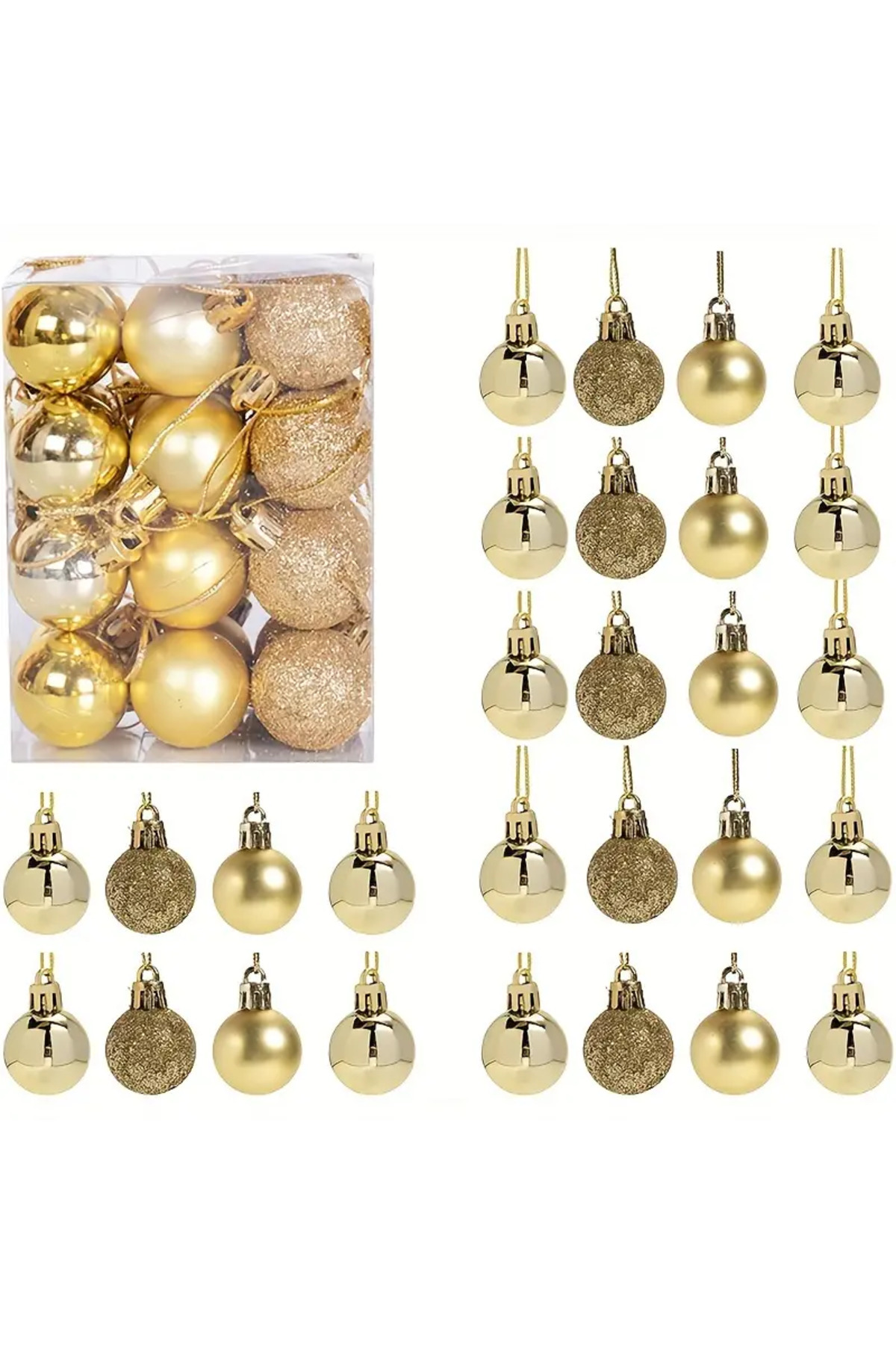 hediyeofisi Yılbaşı Ağacı Süsü 3cm Simli Ve Parlak Minik Cici Top Ağaç Süsü 24lü