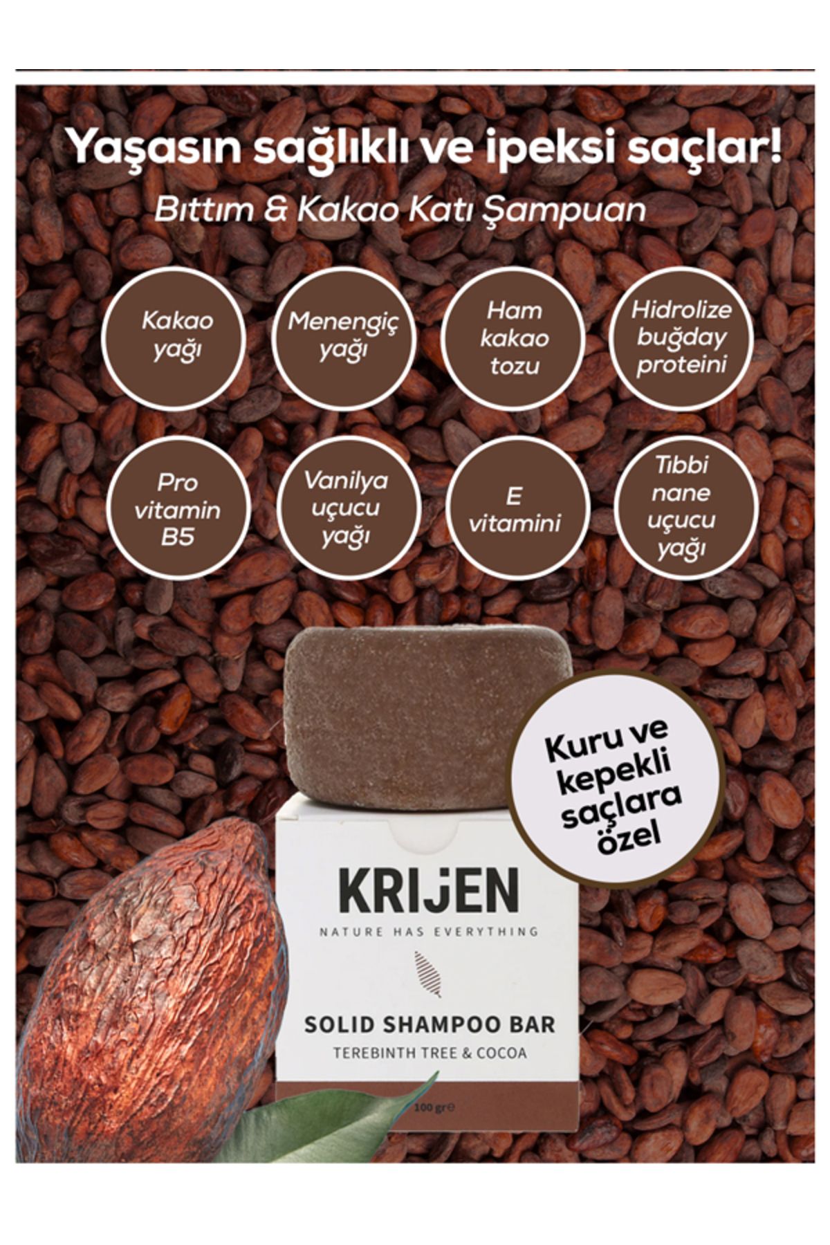 Krijen Kakao & Bıttım Katı Şampuan 100g-3