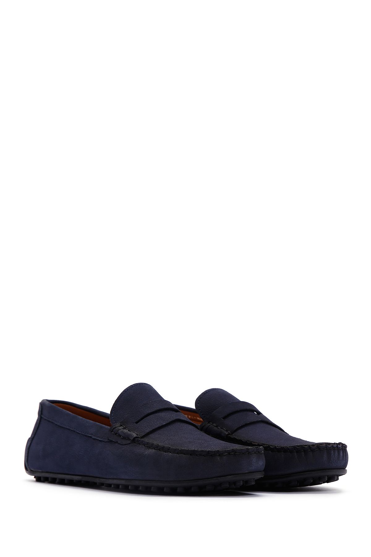 کفش مردانه loafer چرم نوبوک آبی از برند دریمود Derimod