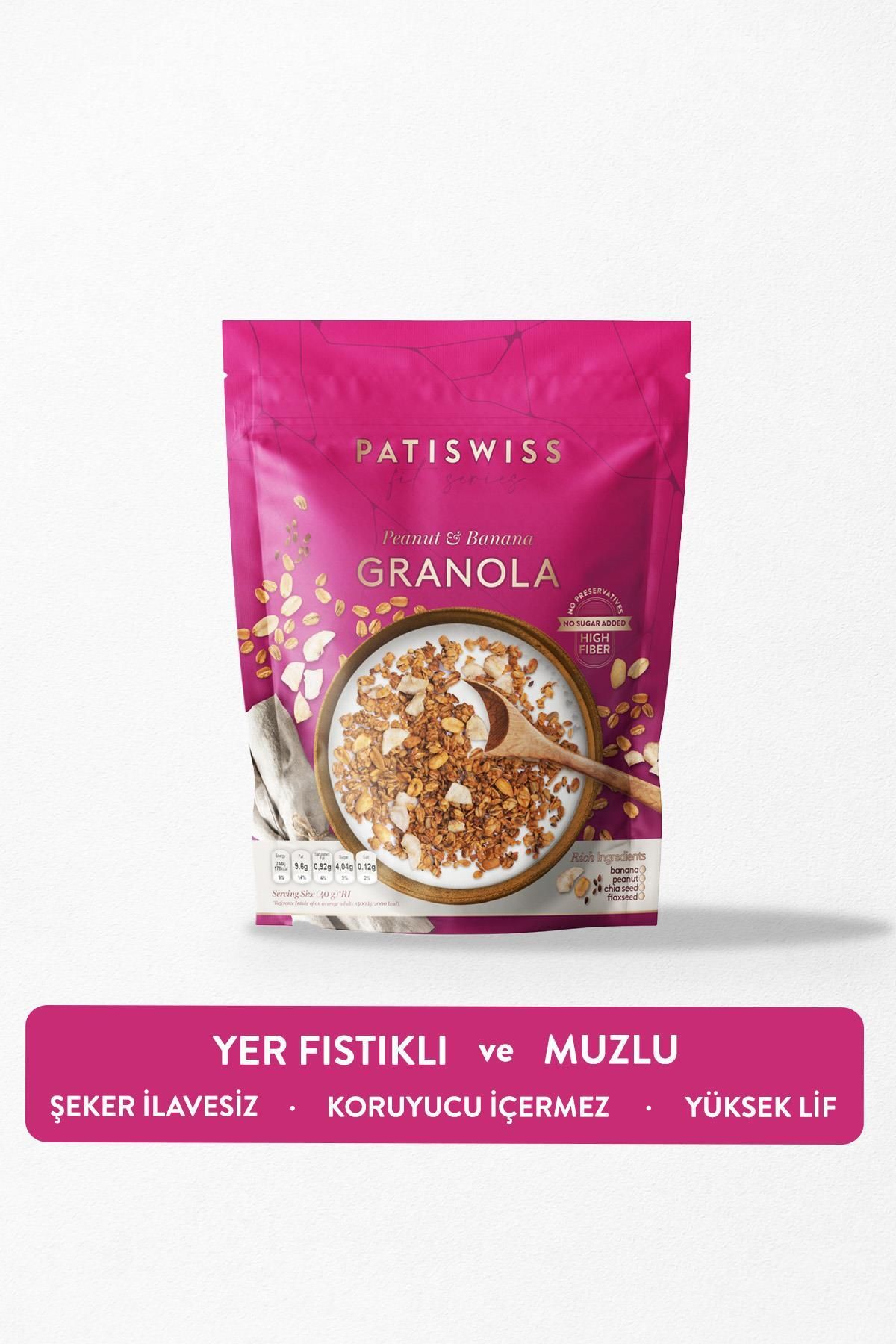 Patiswiss Yer Fıstıklı Muzlu Granola Doypack 300g