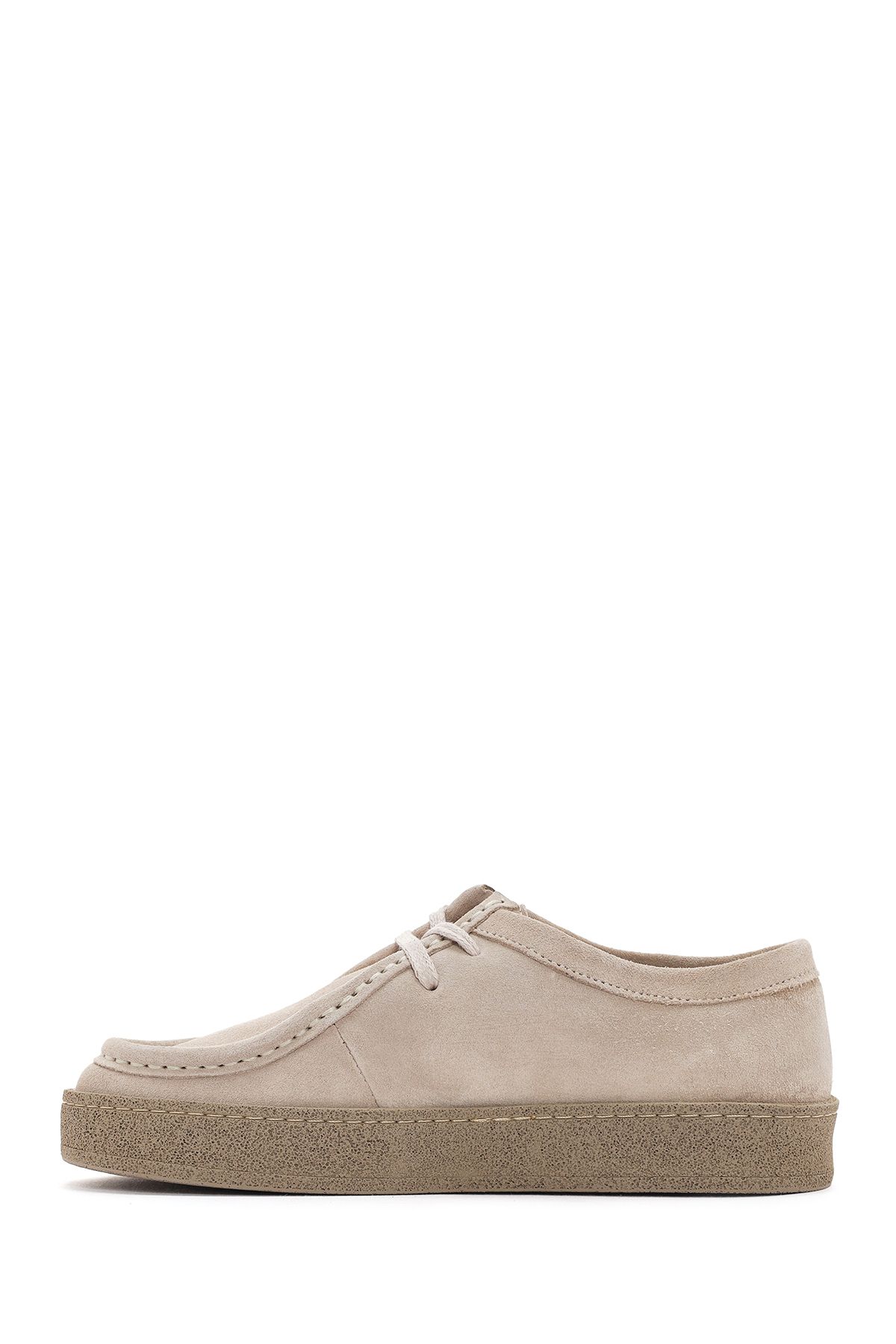 Derimod-Beige Suede Leather Women's Masculine Shoes - 24sfd420310 2