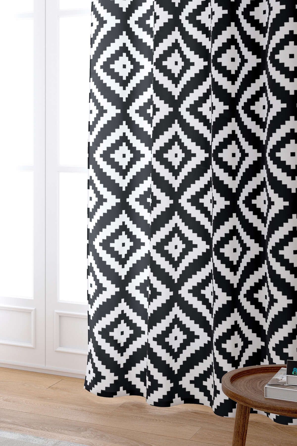 پرده ضخیم (فون) مشکی چاپی دیجیتال مدرن سیاه و سفید OTHYK555 PRIN Cango Home