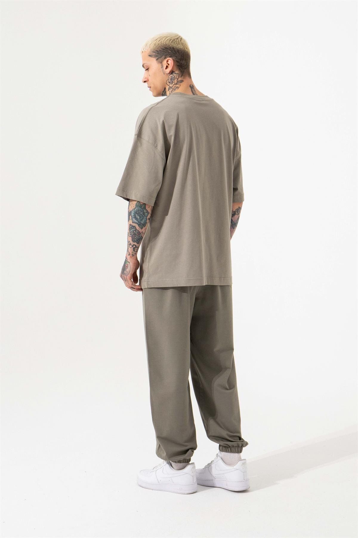 Machinist-Ανδρικό μπλουζάκι Oversize Khaki - Basic, Βαμβακερό μονό ζέρσεϊ 4