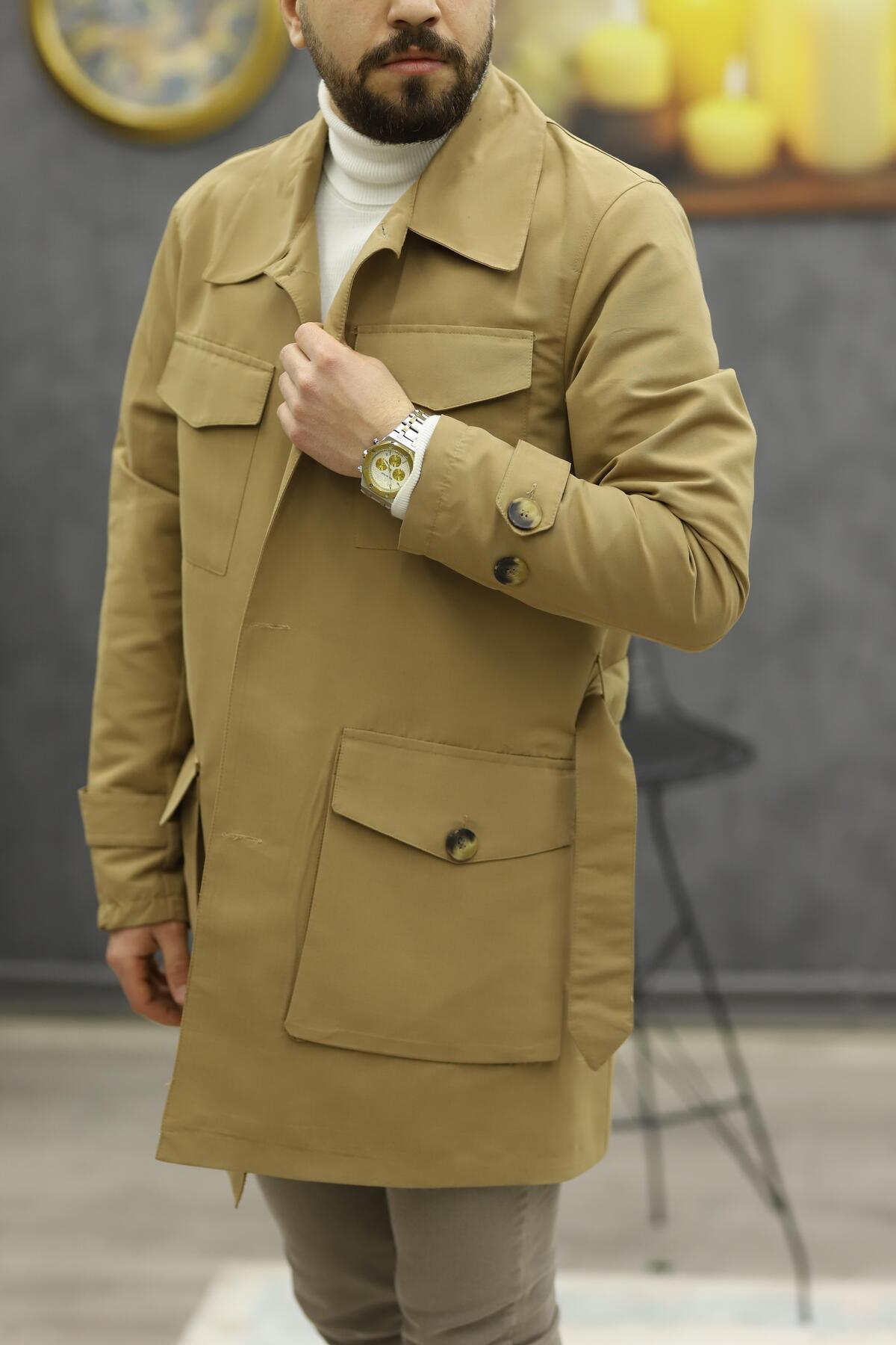 LOOK MAN 6131 Trençkot(camel) görsel 2