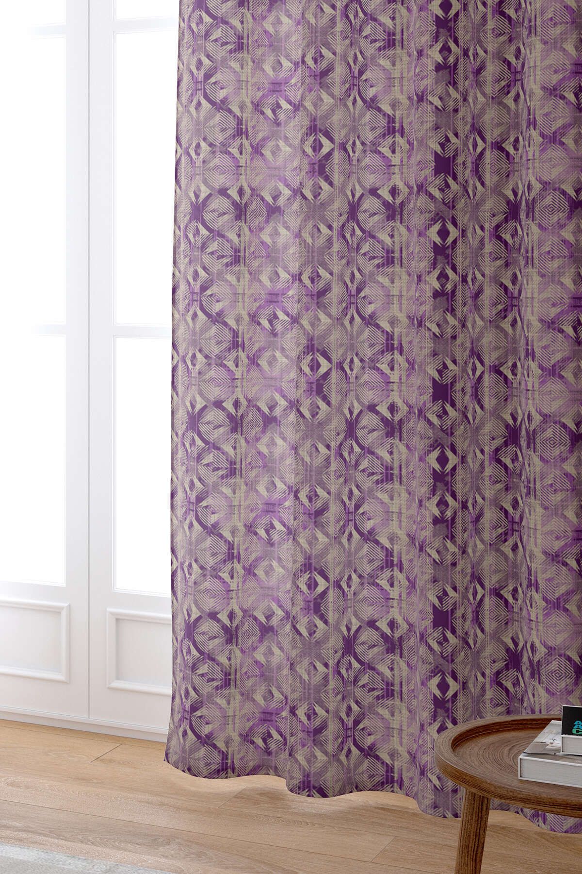 پرده ضخیم (فون) بنفش چاپی دیجیتال هندسی CGH495 PR. Cango Home