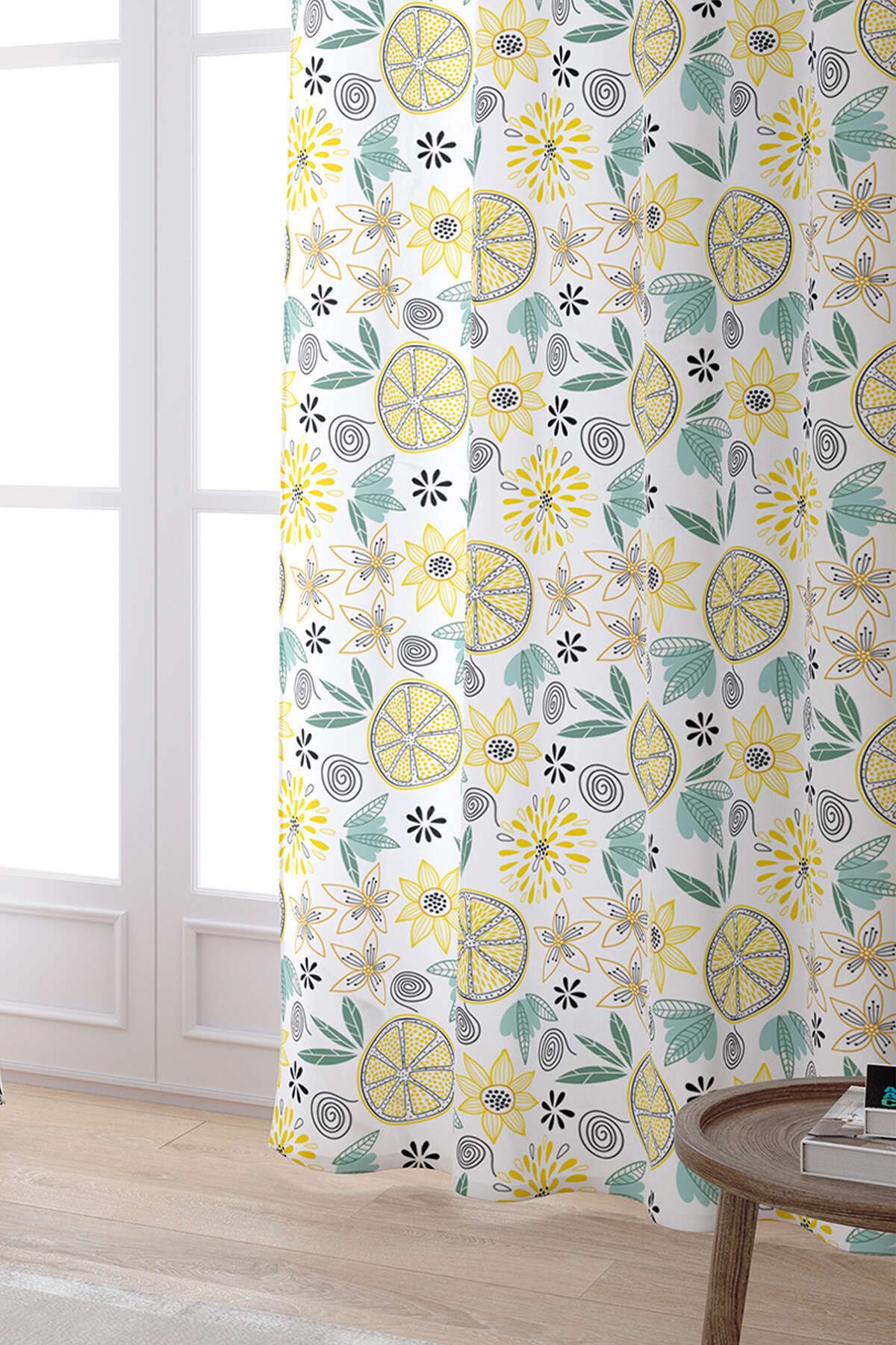 Cango Home-White Yellow Lemon Patterned Digital Printed Curtain Oytyk924-pr 2
