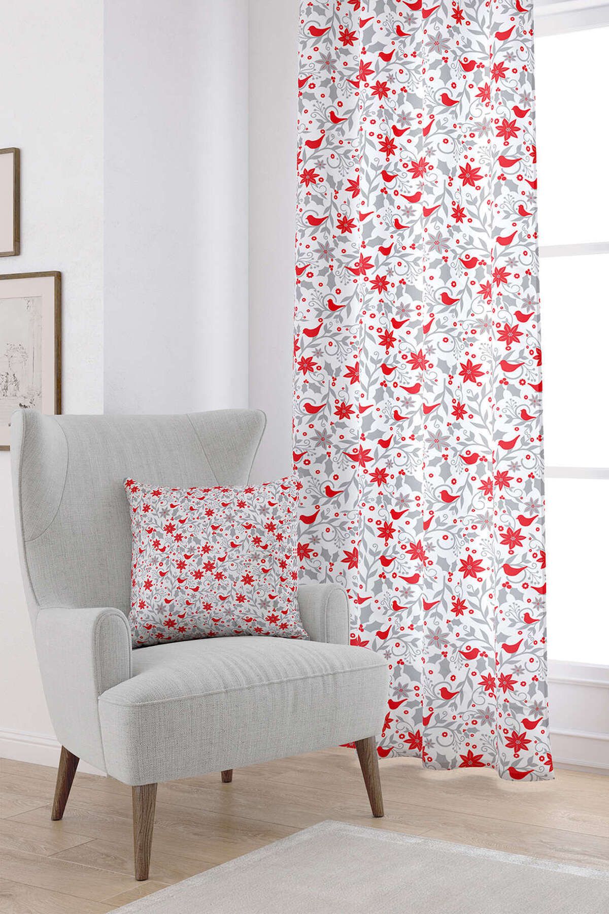 Cango Home Cortina Imprimată Digital Roșu Gri Cgh921-pr - 140 x 200