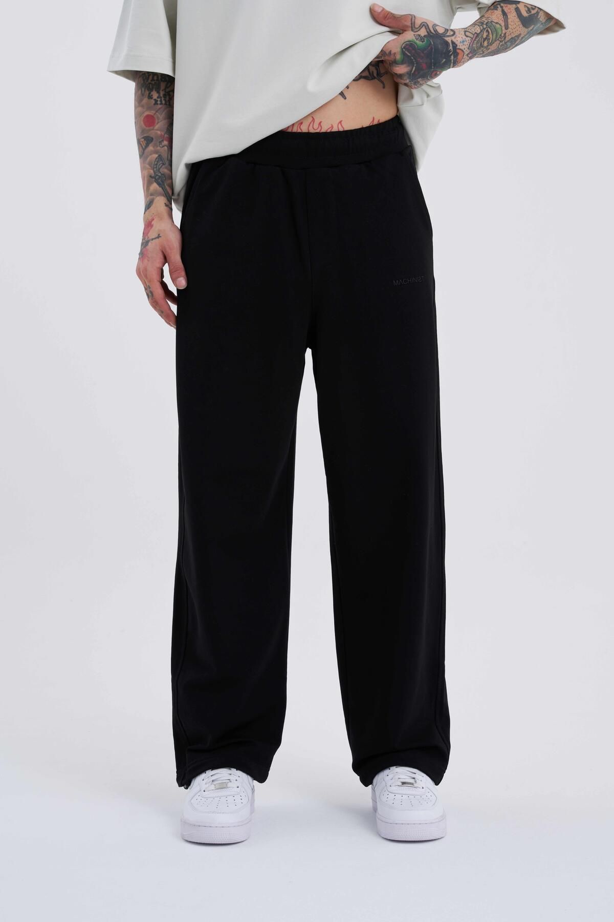 Erkek Basic Oversize Baggy Siyah Eşofman Altı - 1