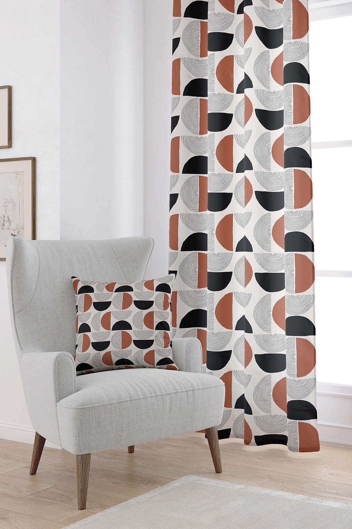 Cango Home Maro Negru Boem Scandinav Imprimat Digital Cortina Cgh1232-pr - 140 x 200