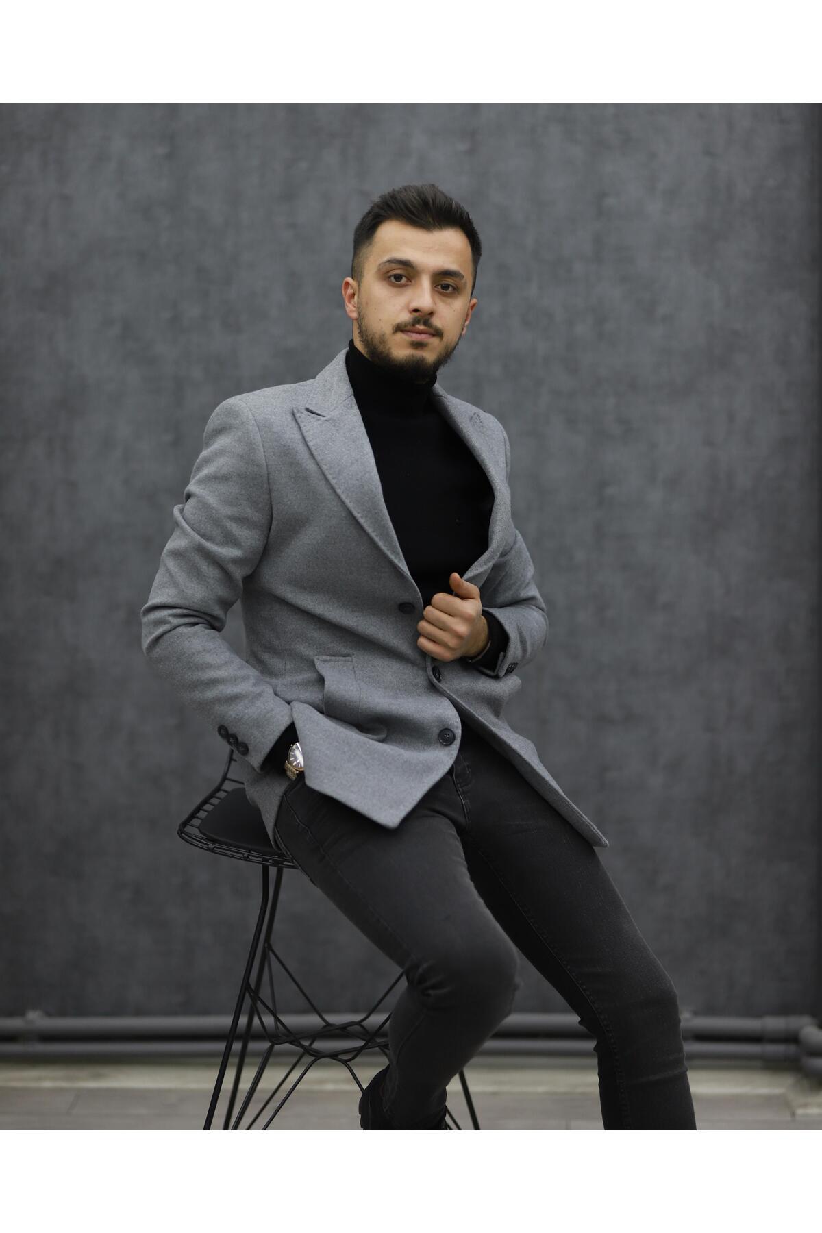 RAVMEN 7198 CEKET YAKA KAŞE KABAN(GRİ) - Fiyatı, Yorumları