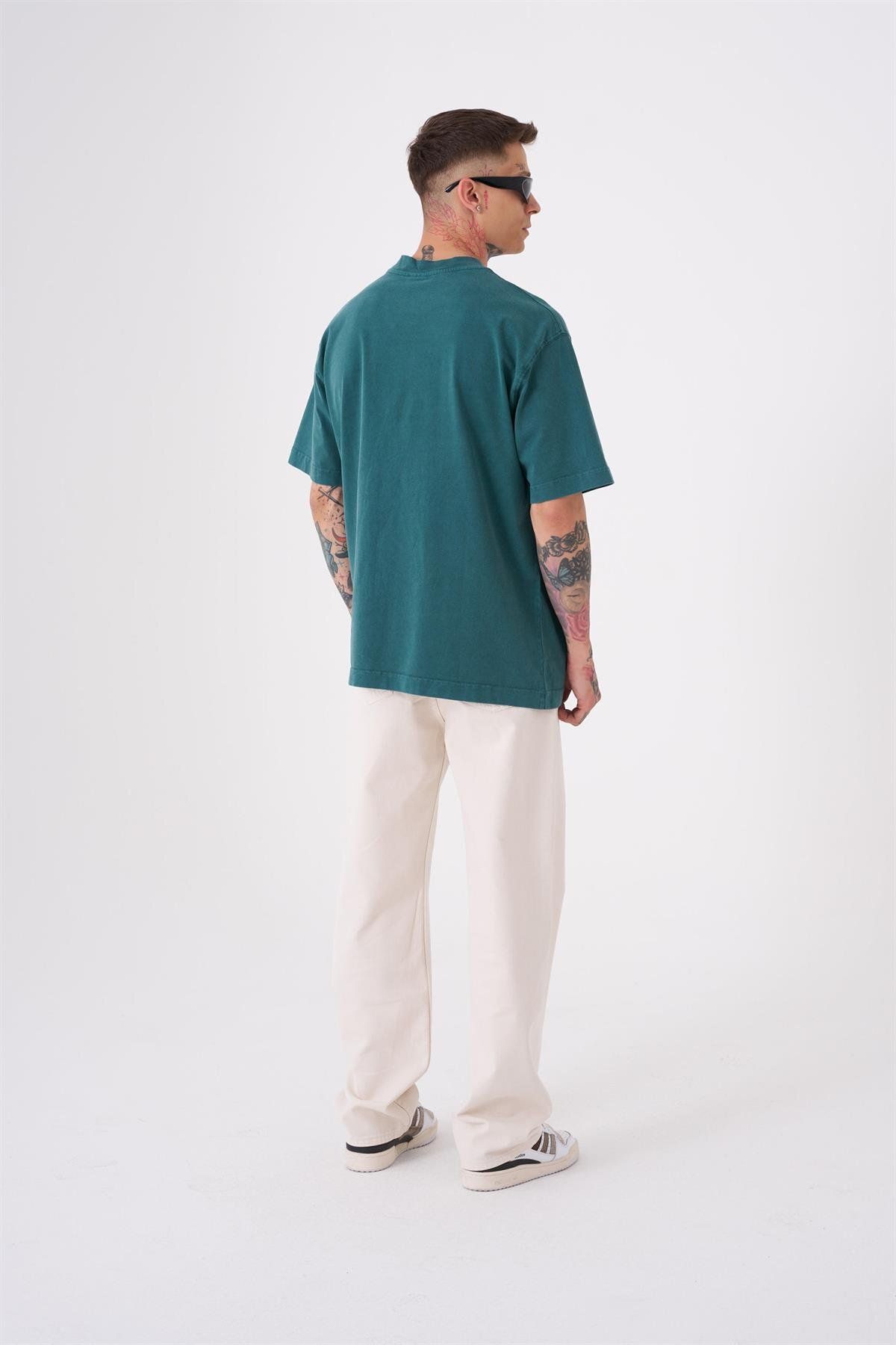 Machinist-Ανδρικό μπλουζάκι Basic Washed Relaxed Dark Green 4