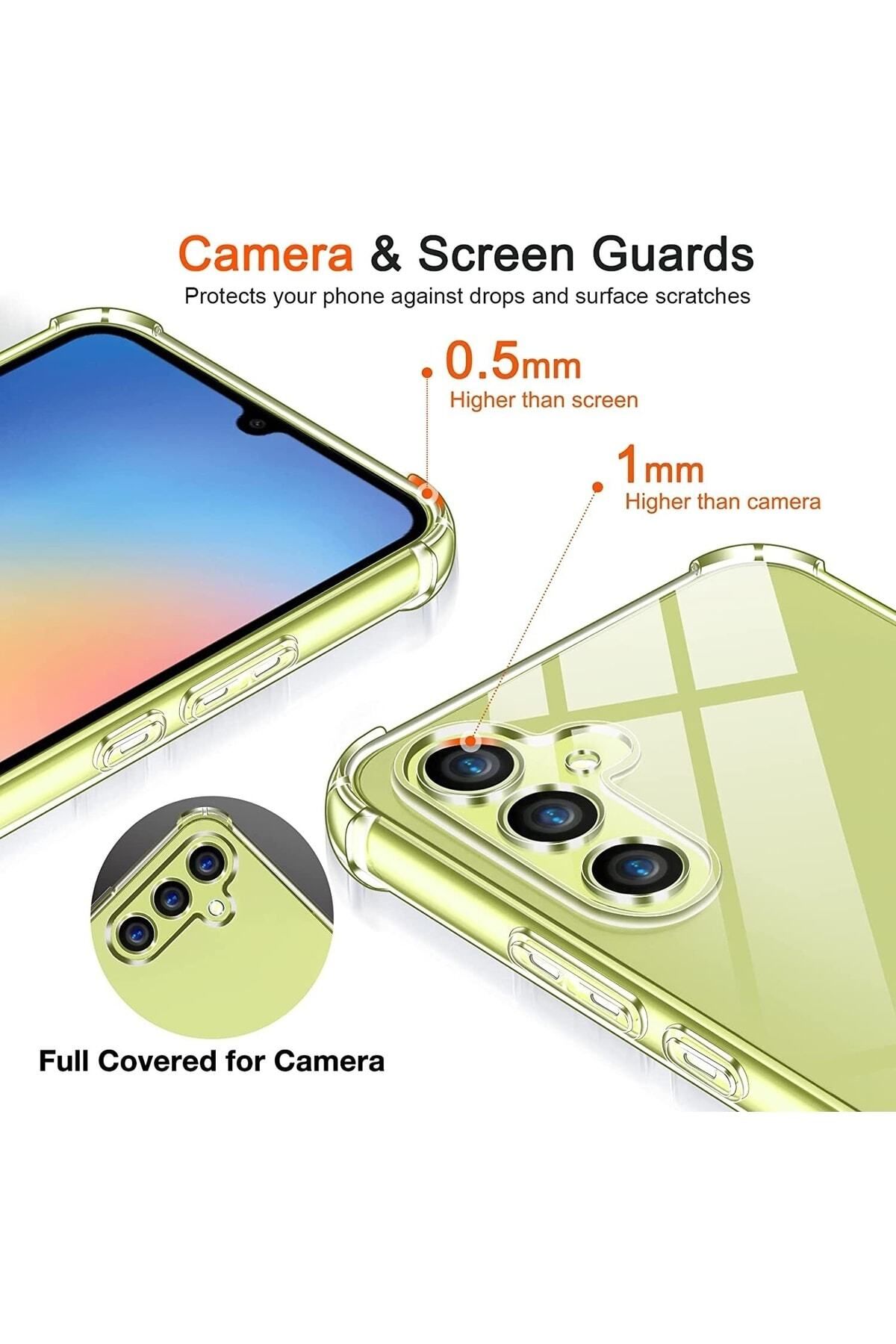 m.tk moveteck-Samsung Galaxy A34 Compatible Case with Corner Protection Shockproof Transparent Silicone + 9H Tempered Glass Set 3
