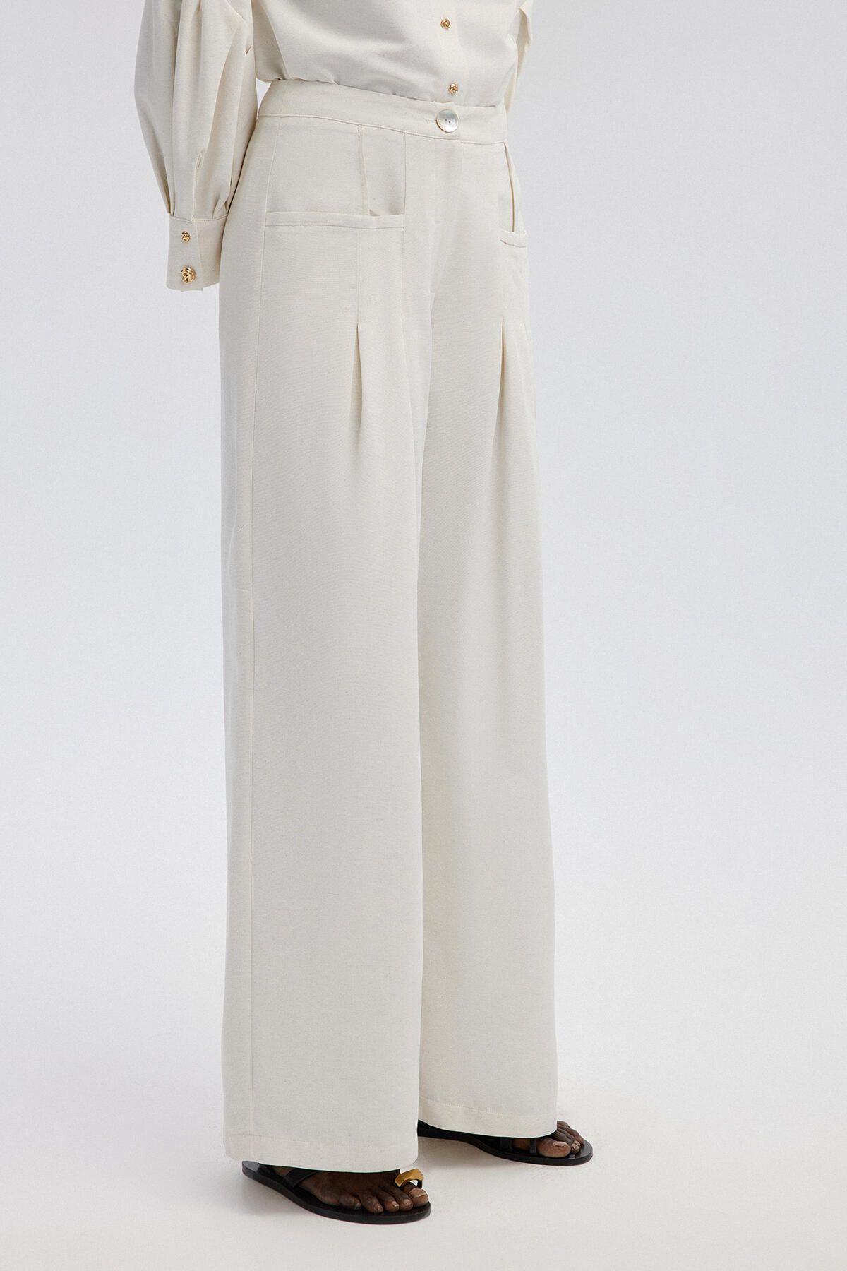 Touché Privé-Linen Trousers - Pocket Detailed and Wide Leg 2