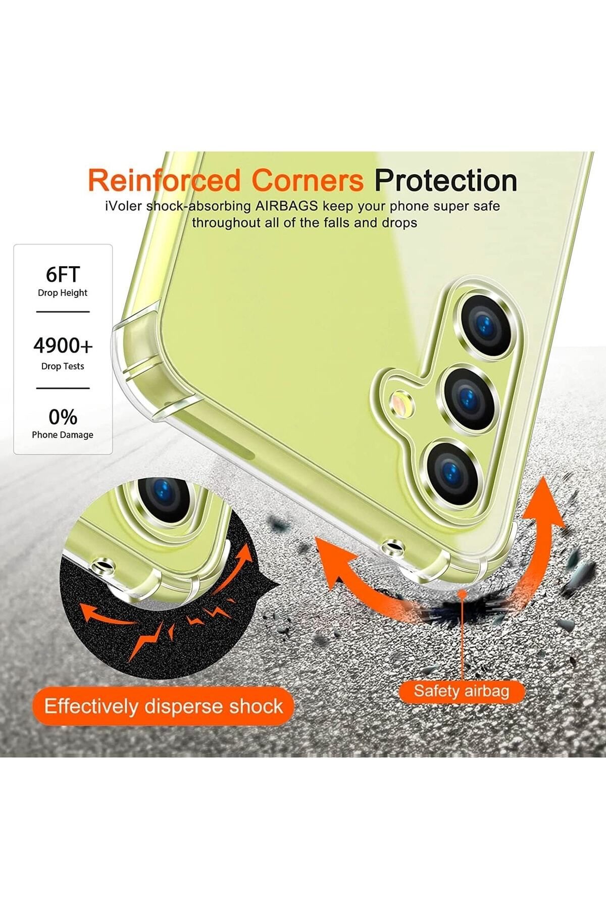 m.tk moveteck-Samsung Galaxy A34 Compatible Case with Corner Protection Shockproof Transparent Silicone + 9H Tempered Glass Set 4