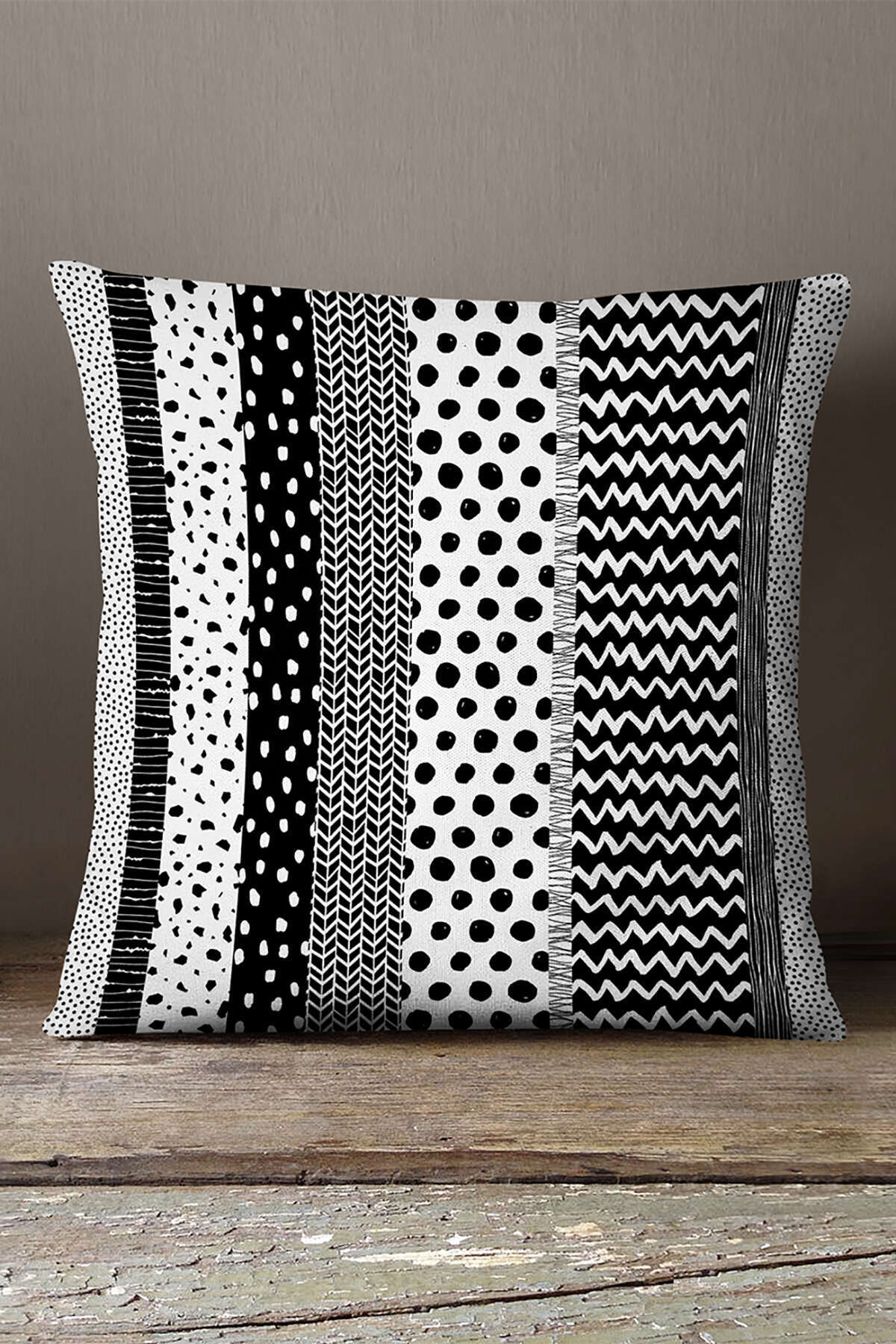 Velvet Babyface White Black Geometric Striped Pillow Case - Cgh087