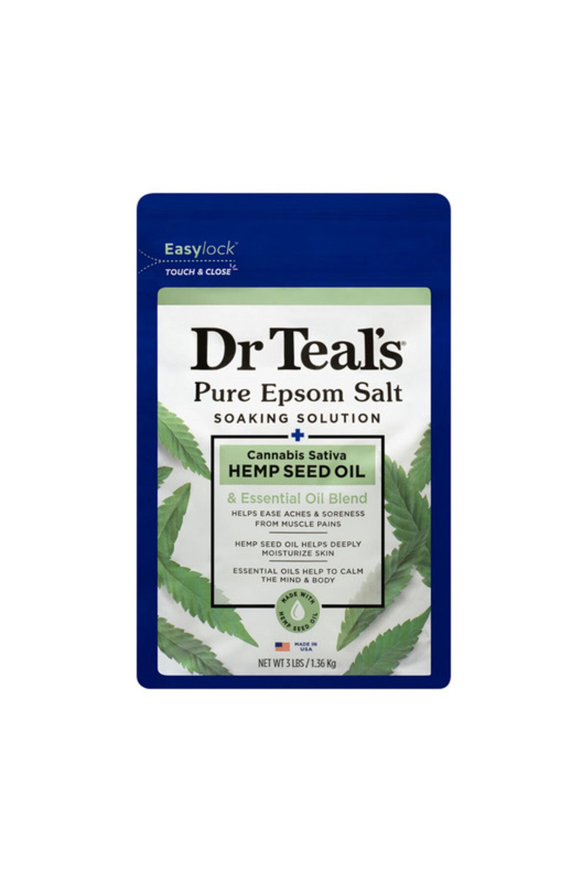 Dr Teals-Dr Teal’s Epsom Bath Salt - Cannabis Sativa Hemp Seed Oil 1.36 kg 1