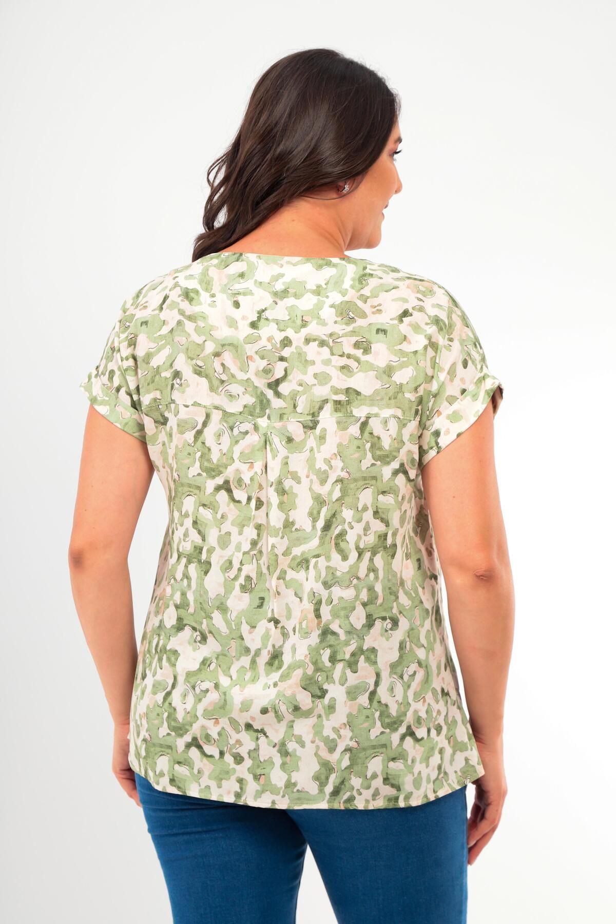 Trend42plus-Μπλούζα Basic Khaki με μοτίβο μεγάλου μεγέθους 5