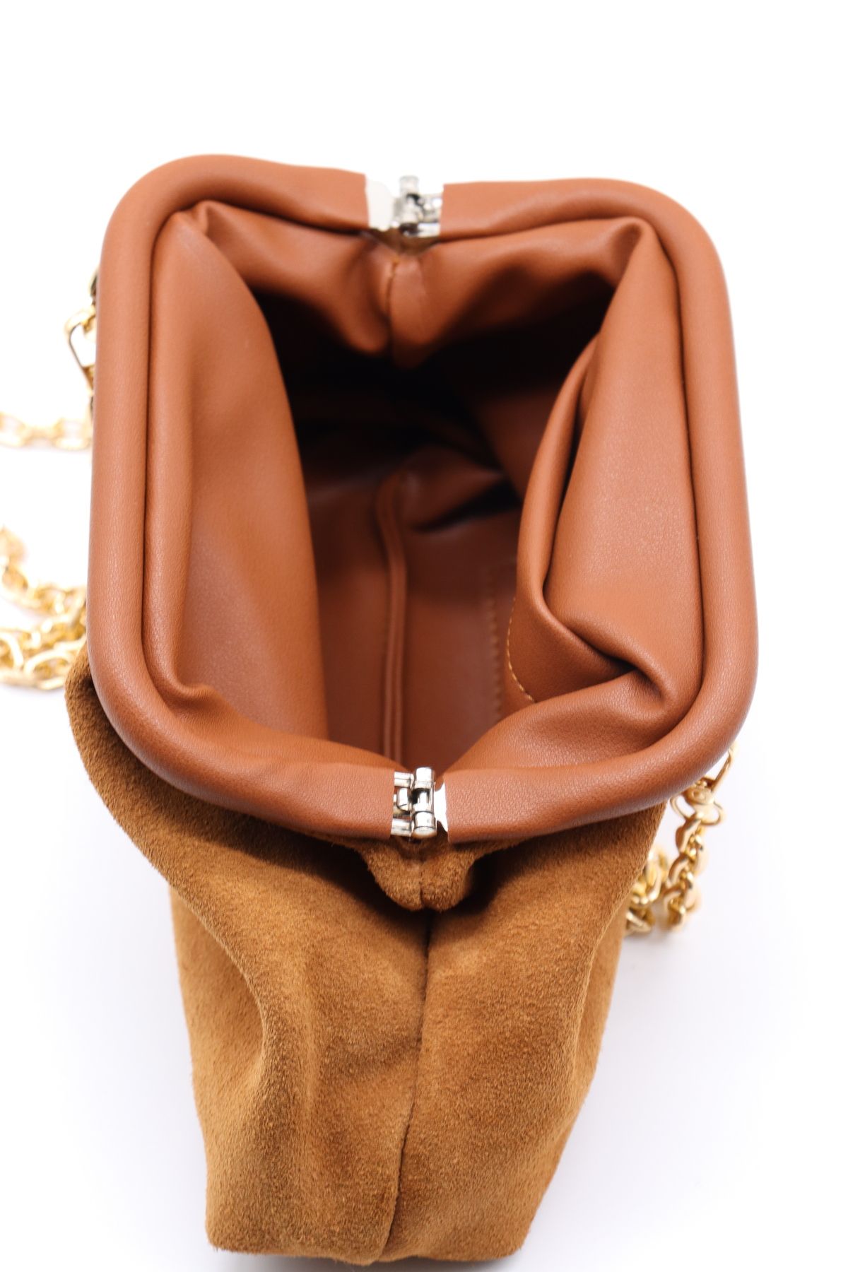 HFKY-Women's Tan Pouch Model Tan Suede Hand and Shoulder Bag.Ry307 4