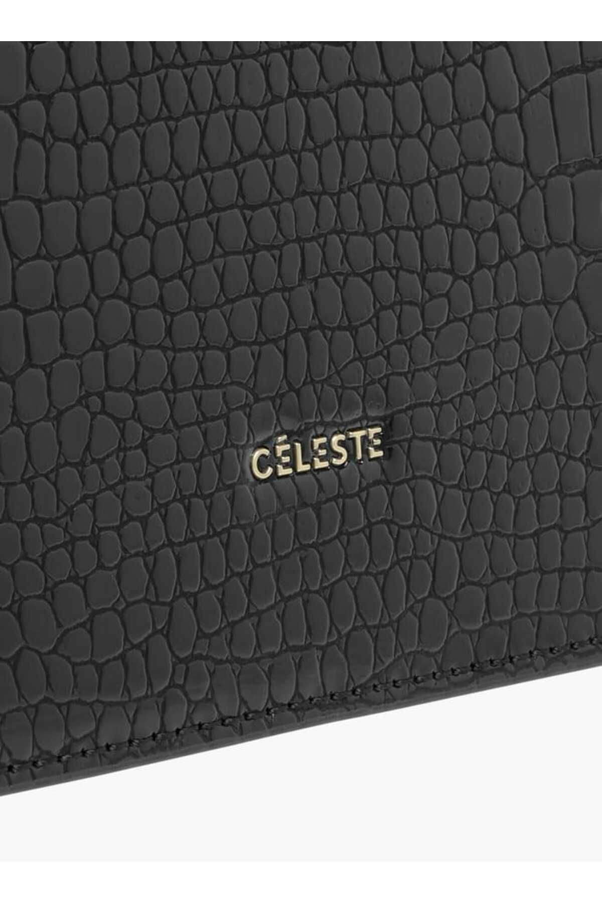 Celeste-Animal Textured Satchel Bag with Detachable Strap and Flap Closure 5