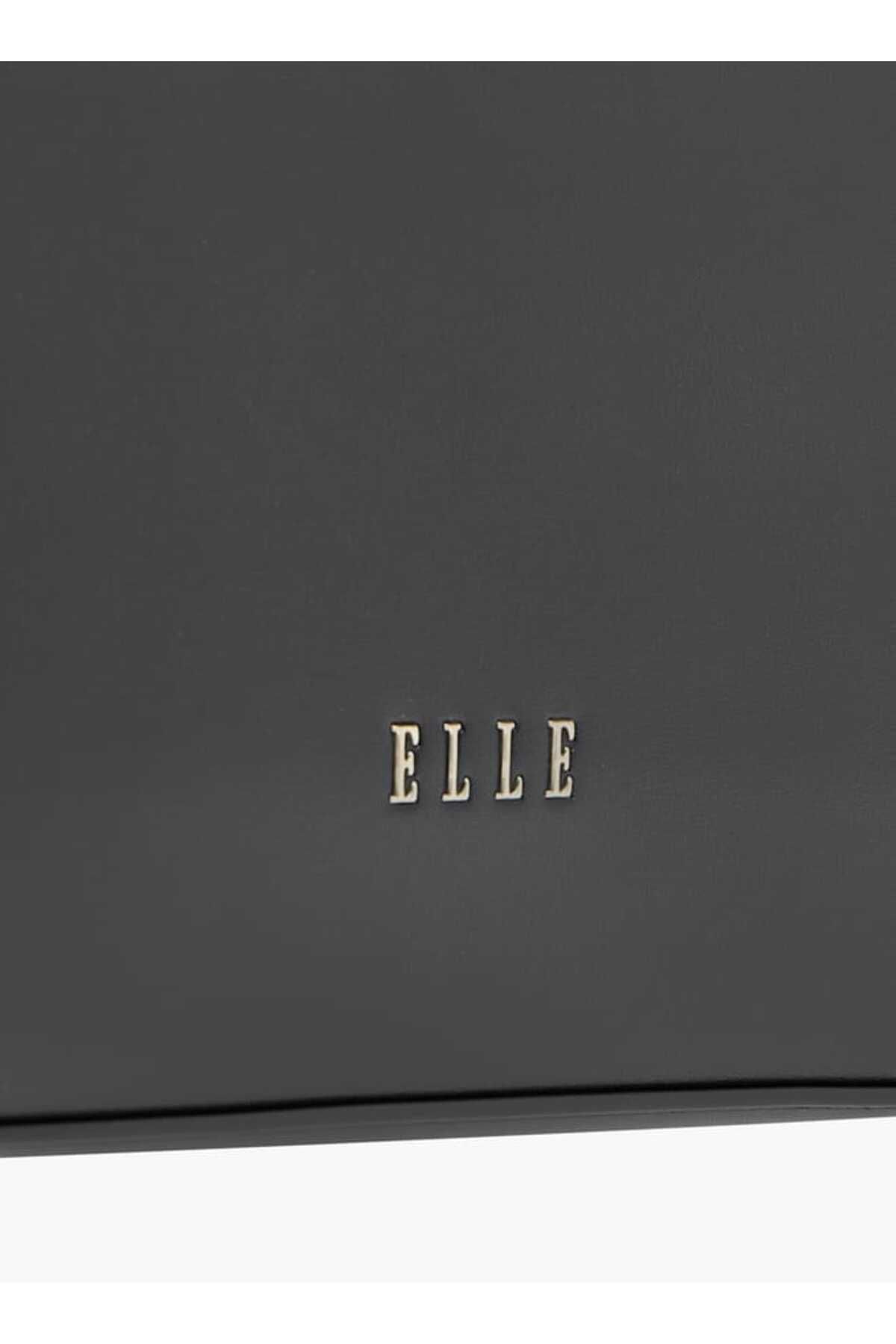 ELLE-Monogram Textured Satchel Bag with Detachable Strap and Flap Closure 5