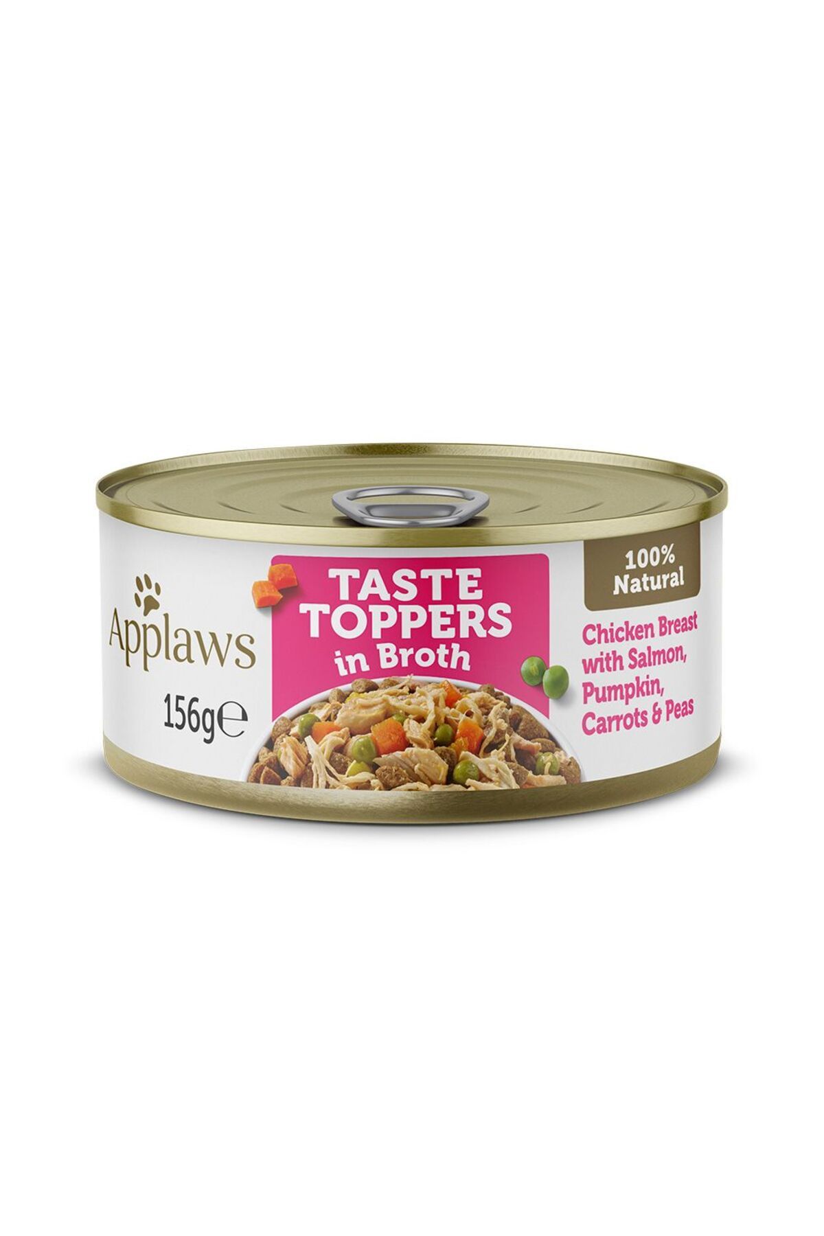 Applaws-طعام الكلاب المعلب Taste Toppers Chicken with Salmon, Peanut Carrots and Basils in Broth - 156 جم 1