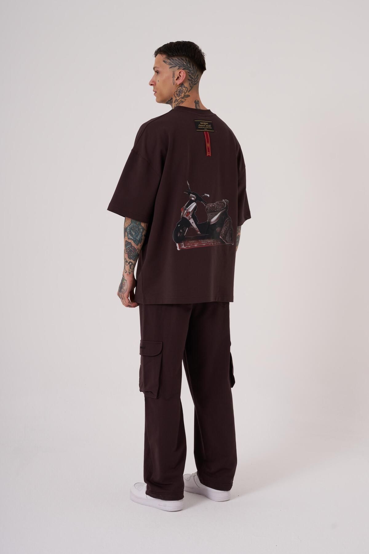 Machinist-Ανδρικό μπλουζάκι καφέ Oversize - Carpet Patch Printed 4