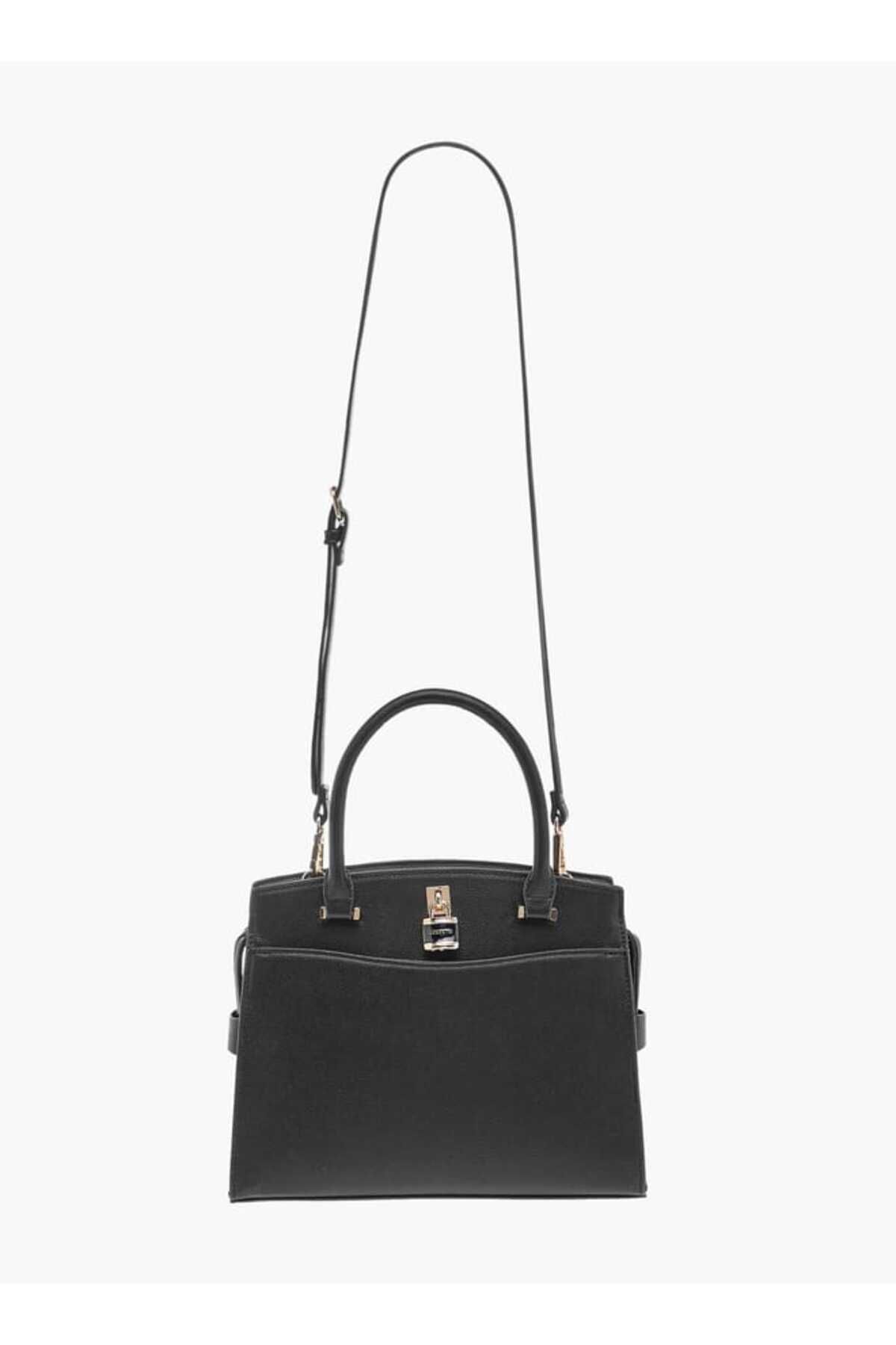 Celeste-Solid Tote Bag with Lock Charm and Detachable Strap 2