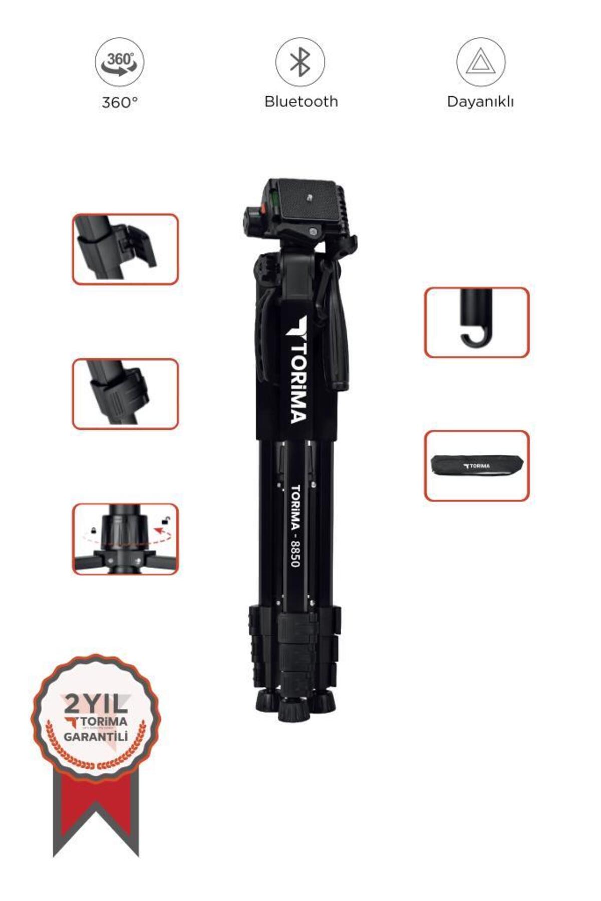 Torima Profesyonel Tripod 1.2m Su Terazili Kamera Tripod 8850