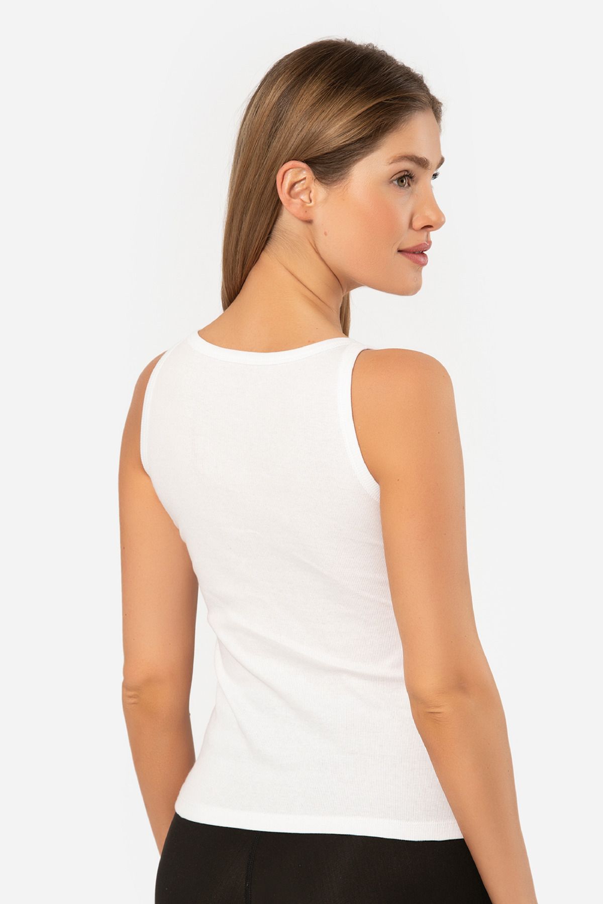 TÜREN-3403 Women's Halter Neck Ribbed Athlete T-Shirt 5