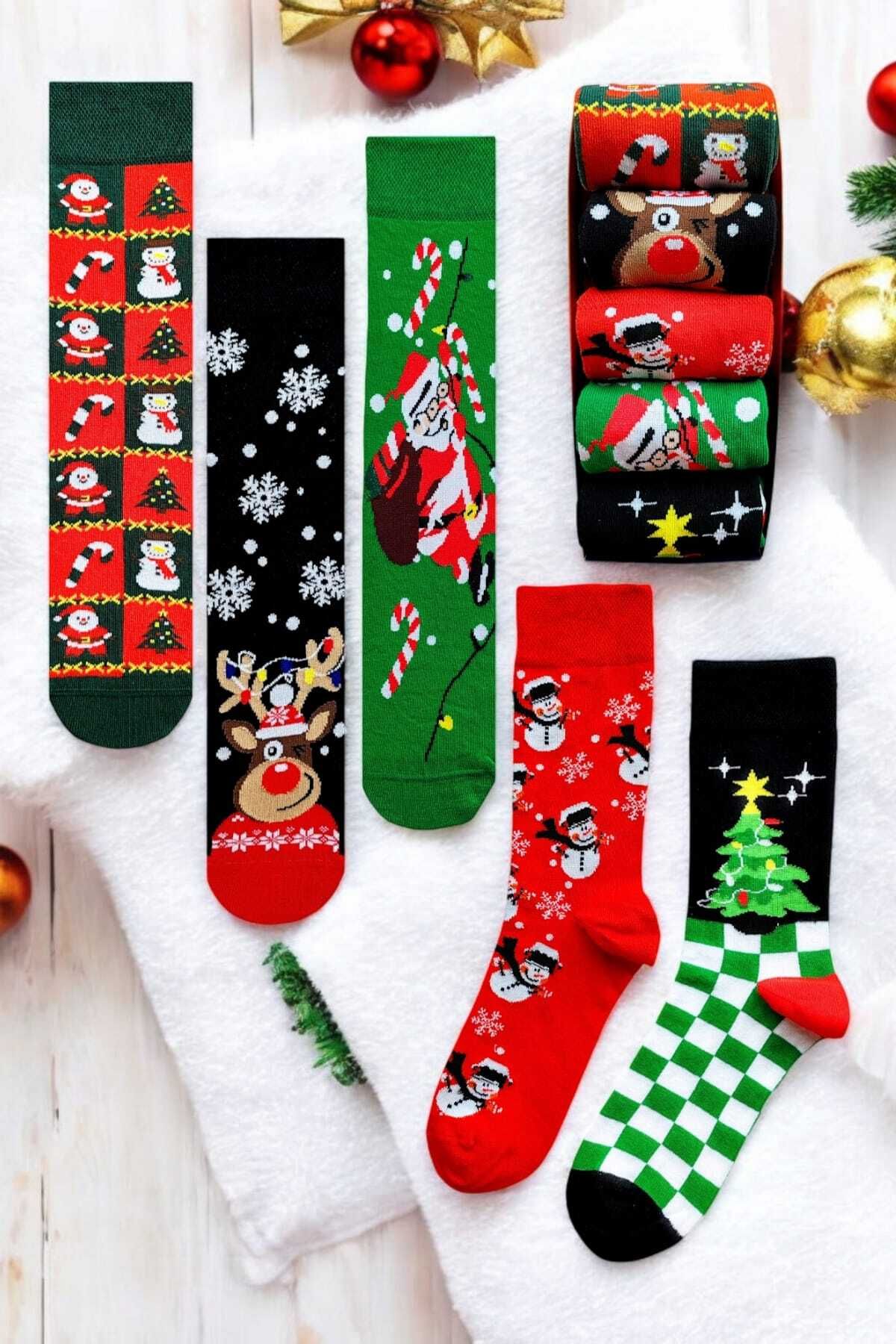 ZEYZEY MONKEY-New Year's Themed New Year's Socks Set in a Special Gift Box of 5 1