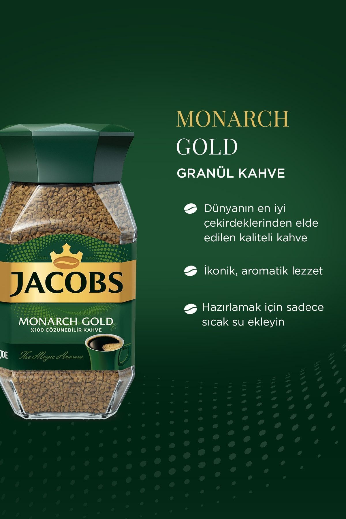 Monarch Gold Cam Kavanoz Granül Kahve 47,5 gram X 4 Adet - 3