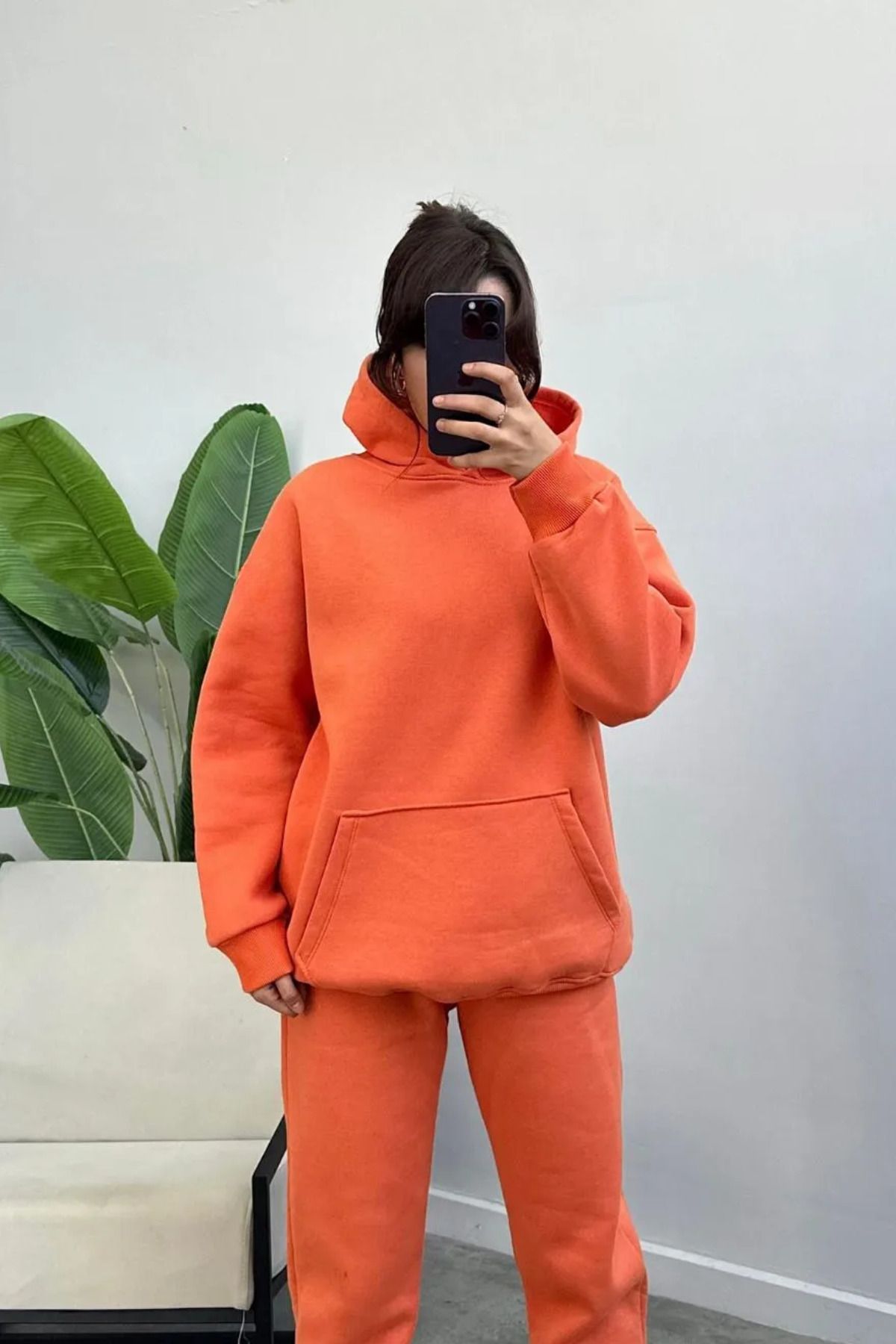 ruNadeS Oversize Γυναικείο Φούτερ Basic Hoodie Με Κουκούλα Και Τσέπη Καγκουρό für Adult Γυναίκα - M