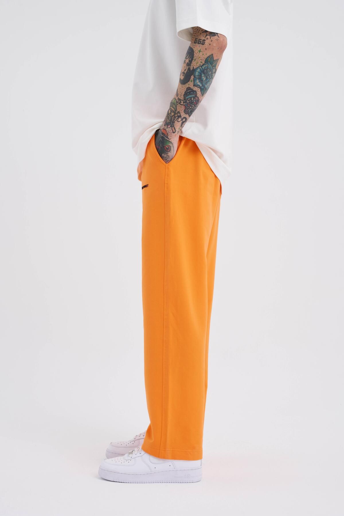 Machinist-Men's Basic Relaxed Baggy Orange Sweatpants 2