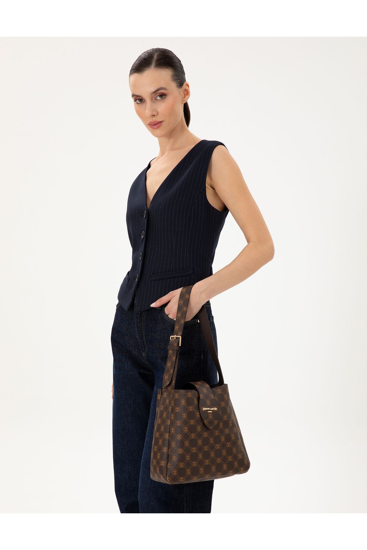 کیف شانه قهوه ای 50296260-VR029 Pierre Cardin