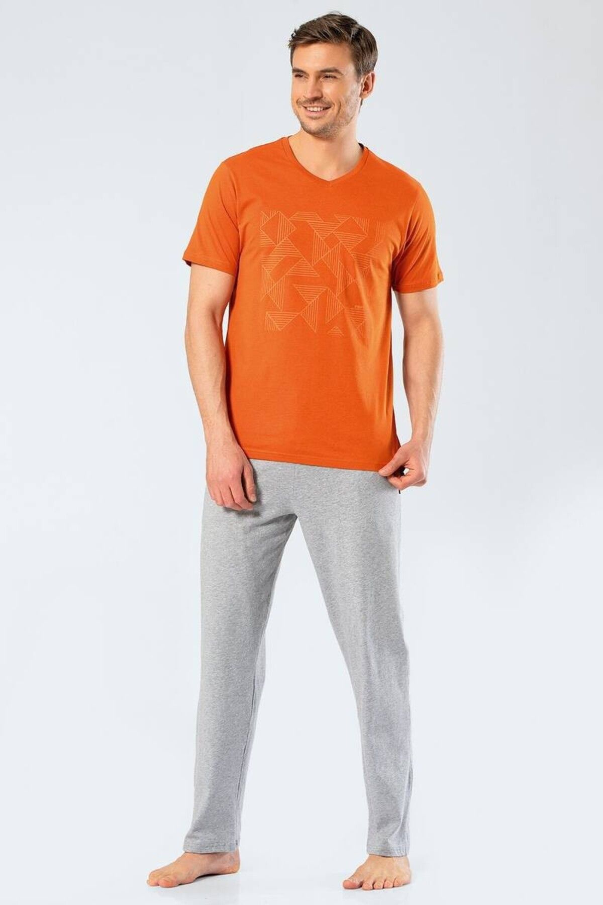 Cacharel Set De Pijamale Cu Decolteu În V Cu Imprimeu Pentru Bărbați Masculin - L