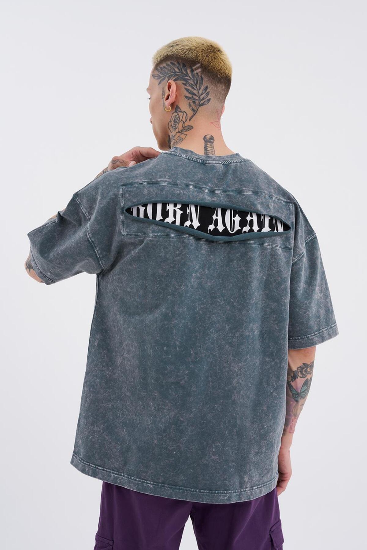 Machinist-Men's Oversize Ghost Spotted T-Shirt - Washed Hidden Patch 4