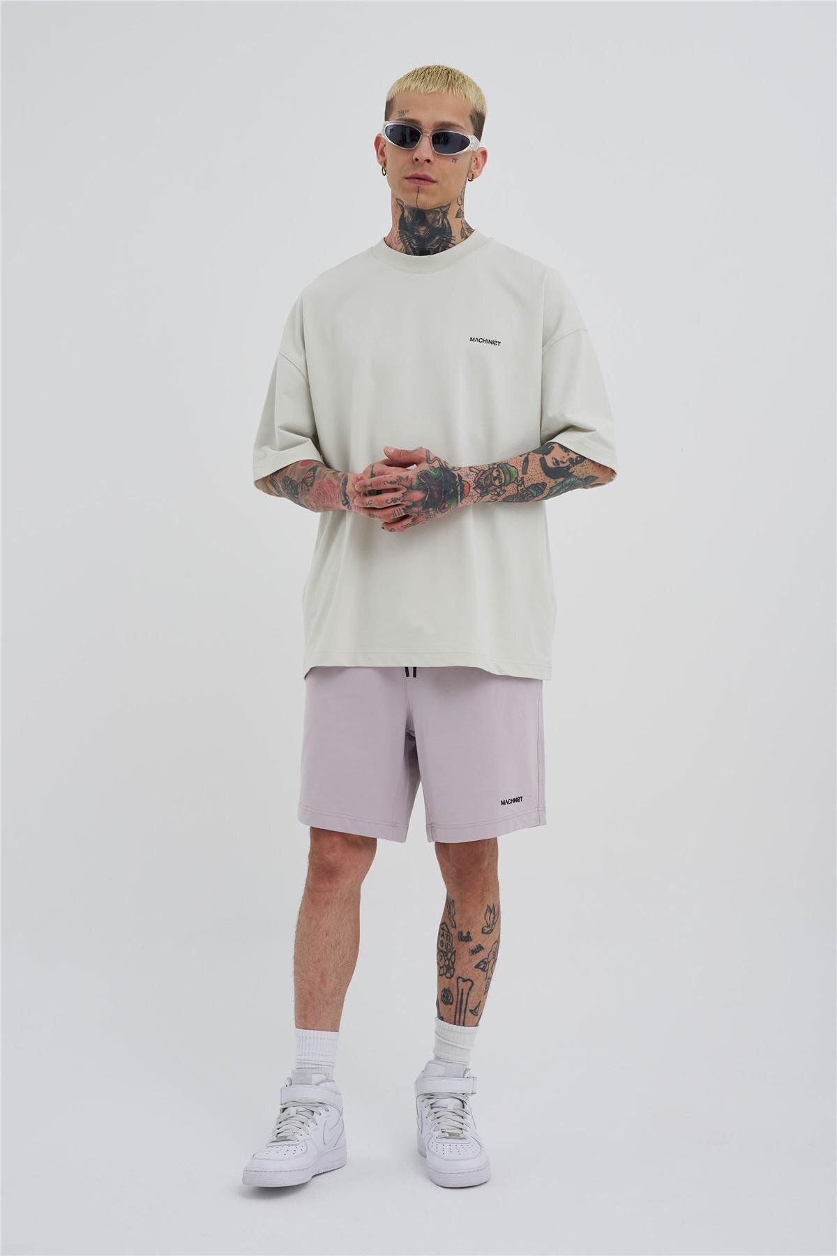 شلوارک و برمودا آبی مردانه یونیسکس Oversize Basic Pocket Grey کوتاه Machinist