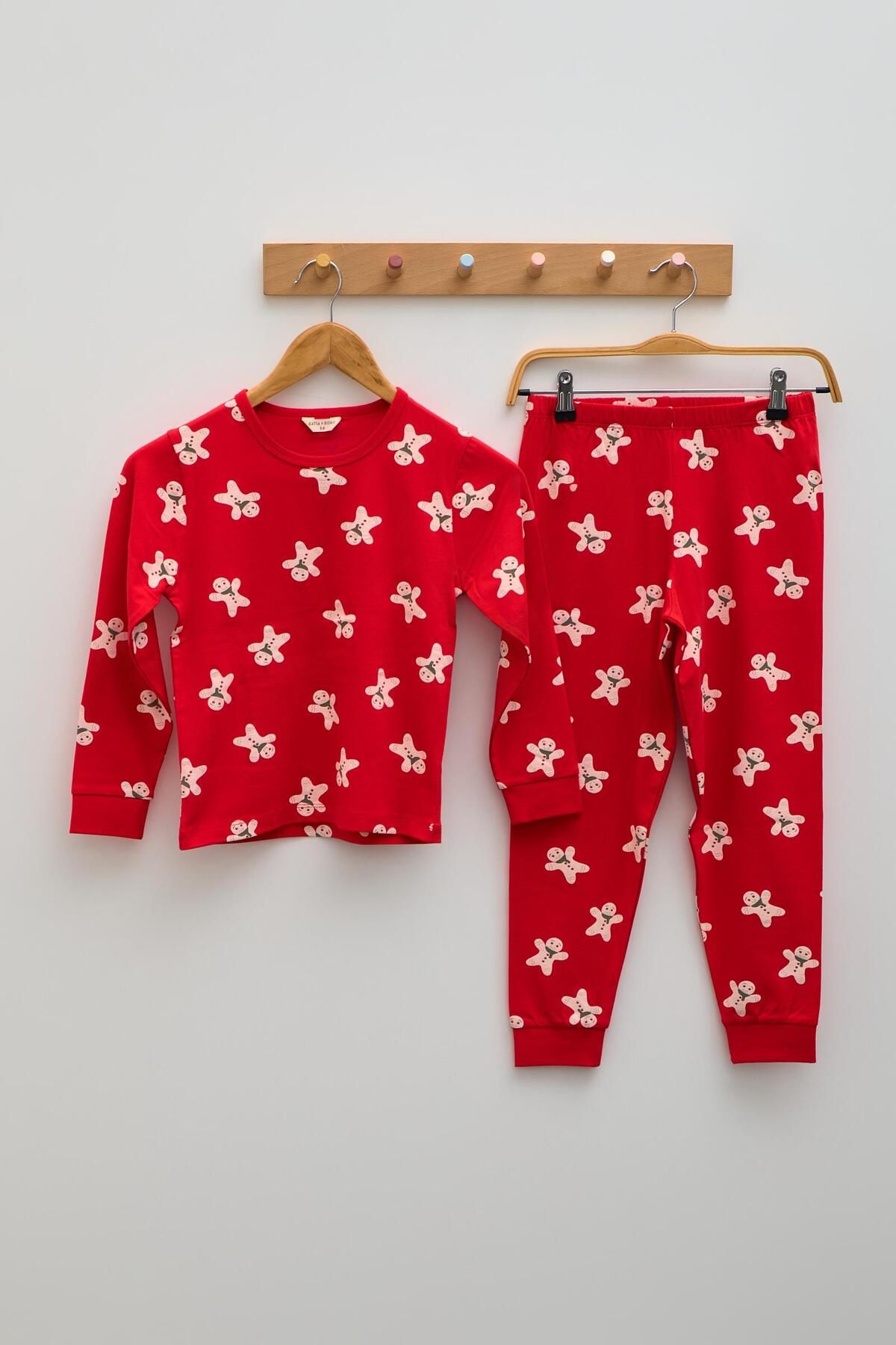 Katia&Bony-Red Children's Pajamas Set - Patterned, New Year 1