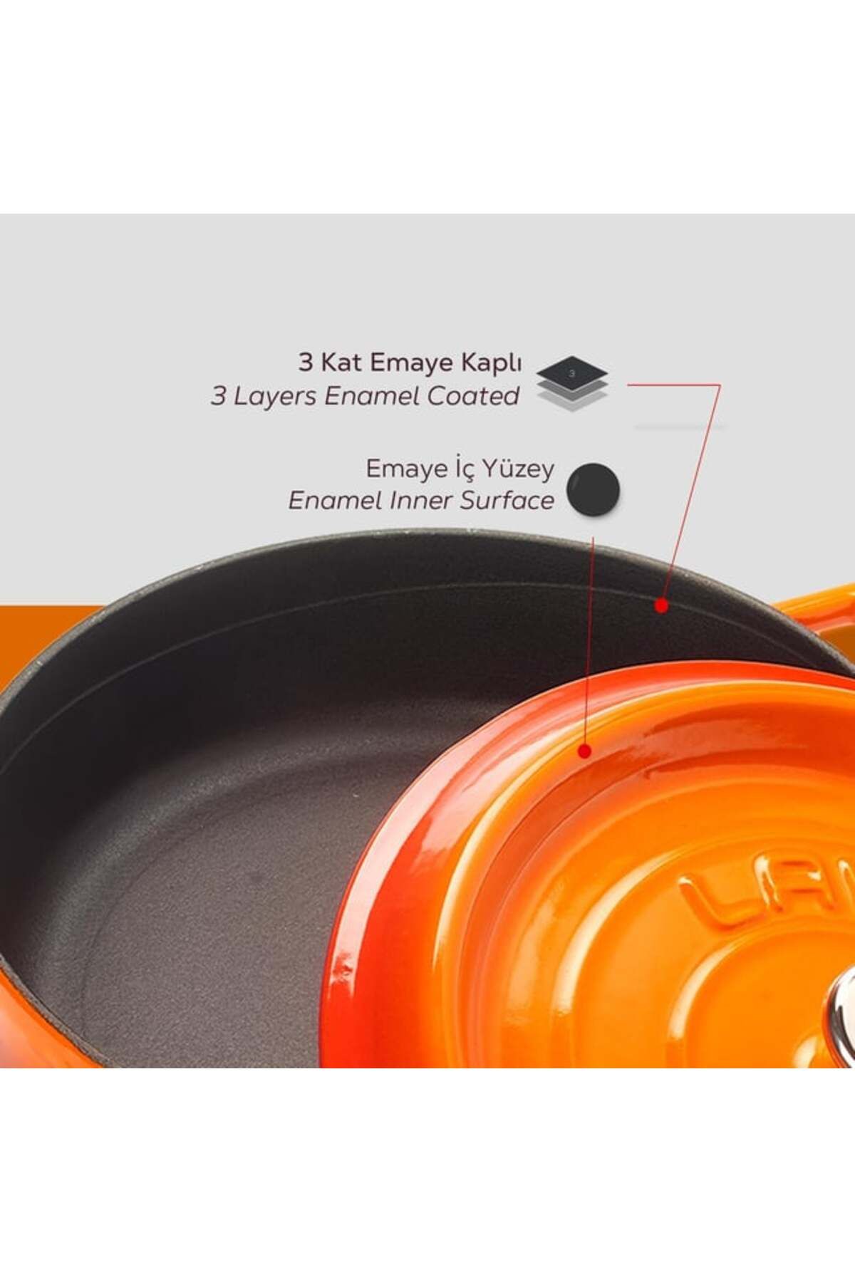İthal Çesit-Lava Casting Multi-Purpose Spring Pot. Trendy Series Diameter(Ø)28Cm 4
