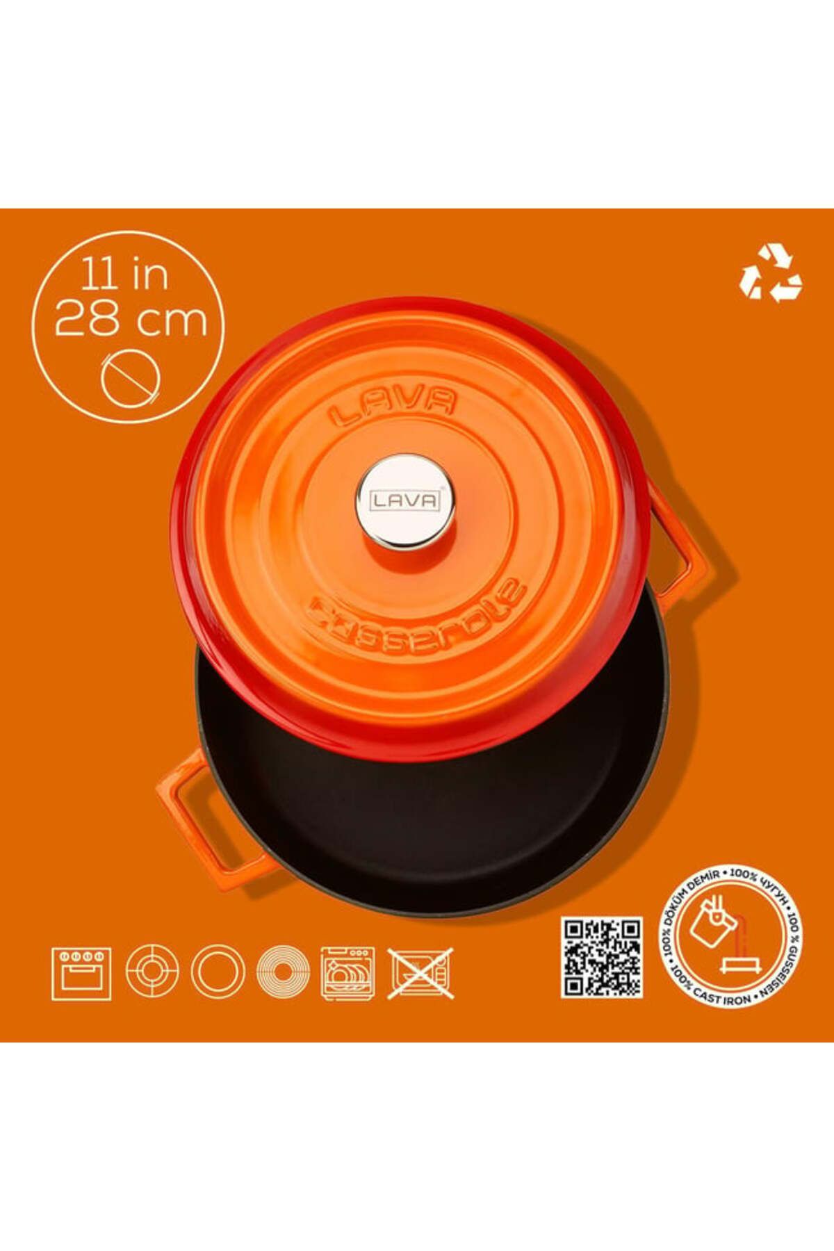 İthal Çesit-Lava Casting Multi-Purpose Spring Pot. Trendy Series Diameter(Ø)28Cm 2