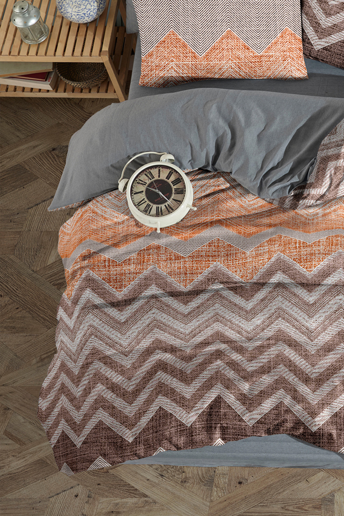 Lorien-Vibe Patterned Single Duvet Cover Set with Elastic Sheets and Double Sided Use 6